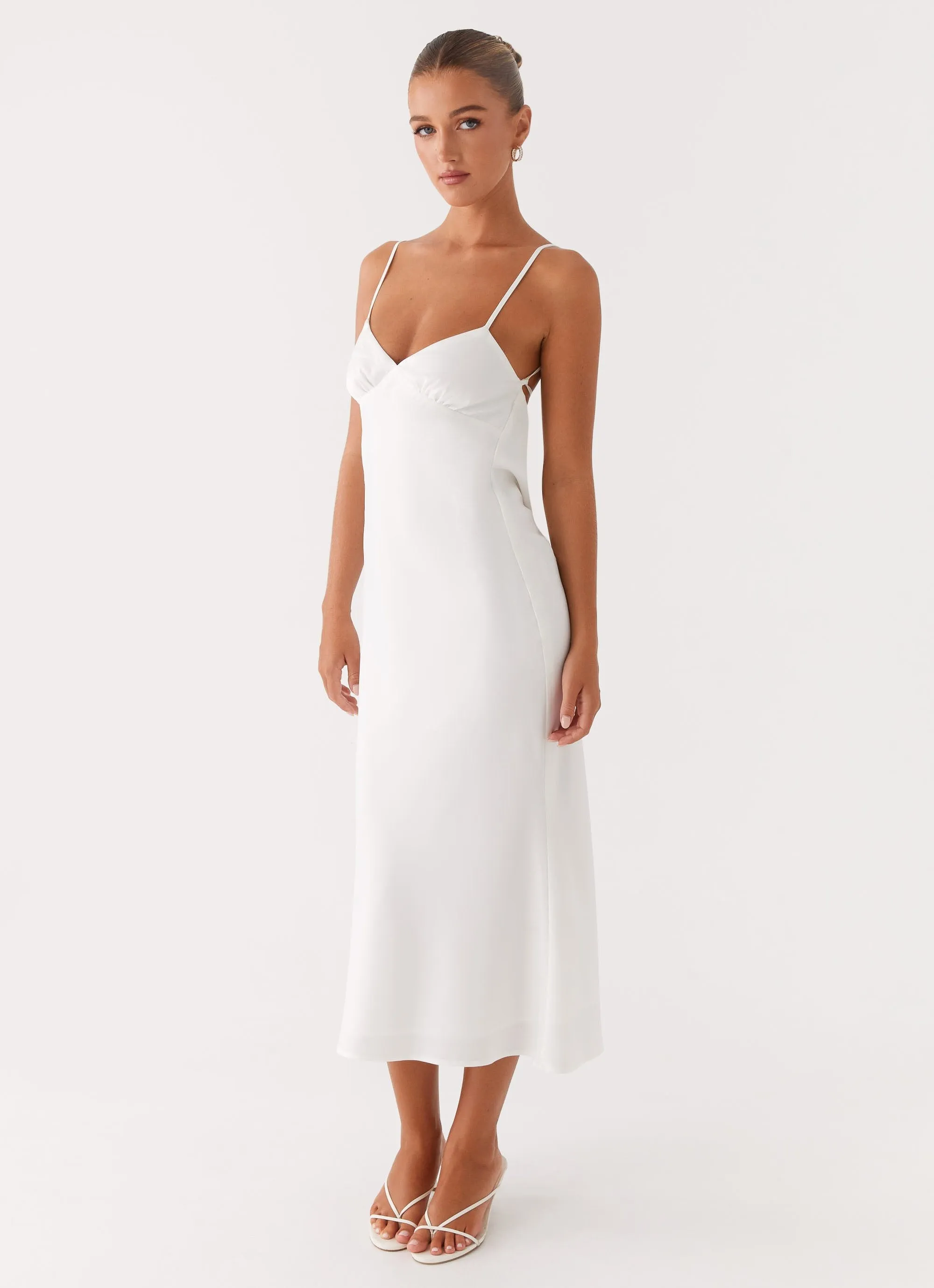 Bentley Midi Dress - White Delicate Tone