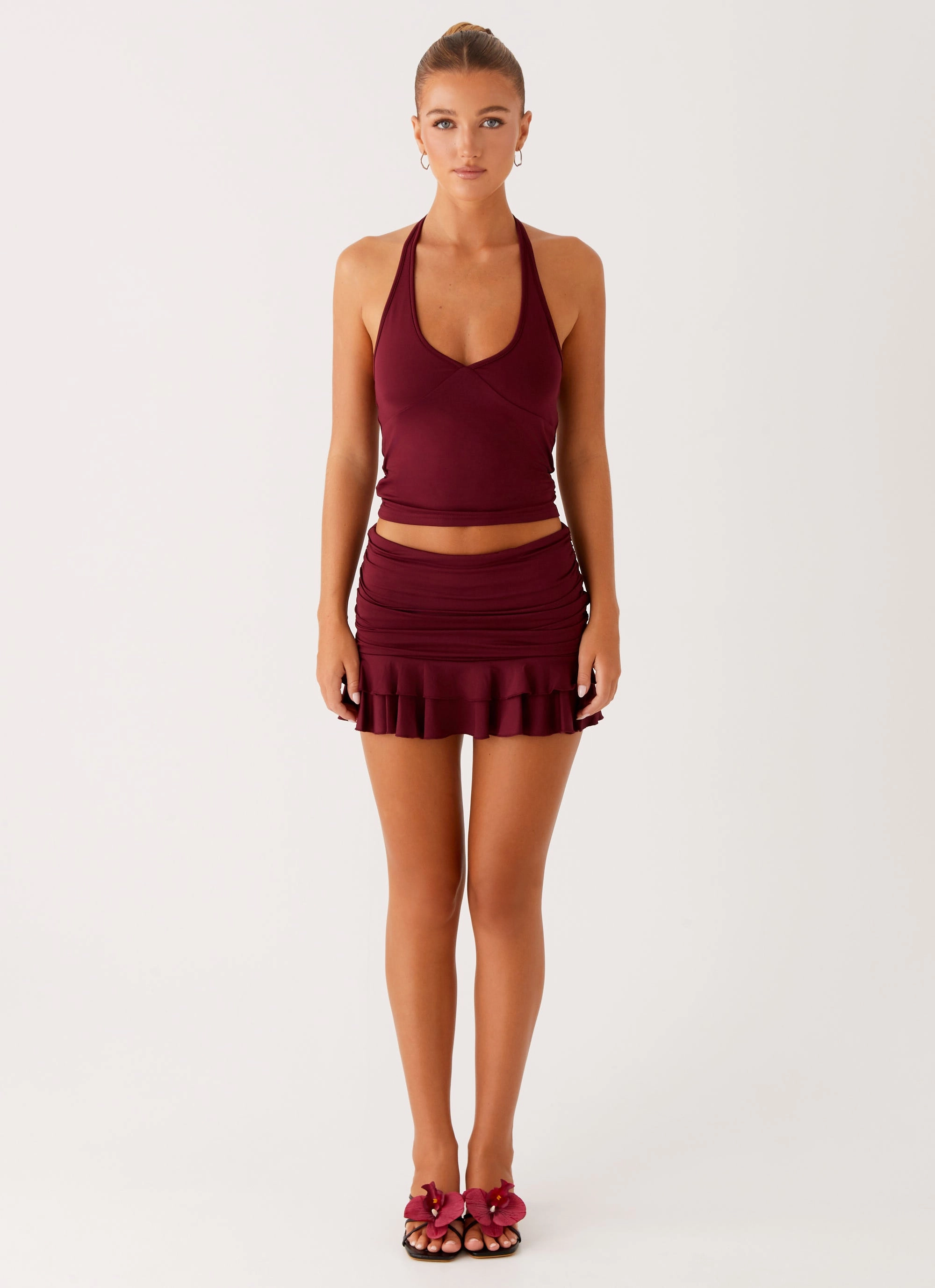Ventilated Back Panels HeatSealed Seams Bernie Halter Top - Raspberry Wine