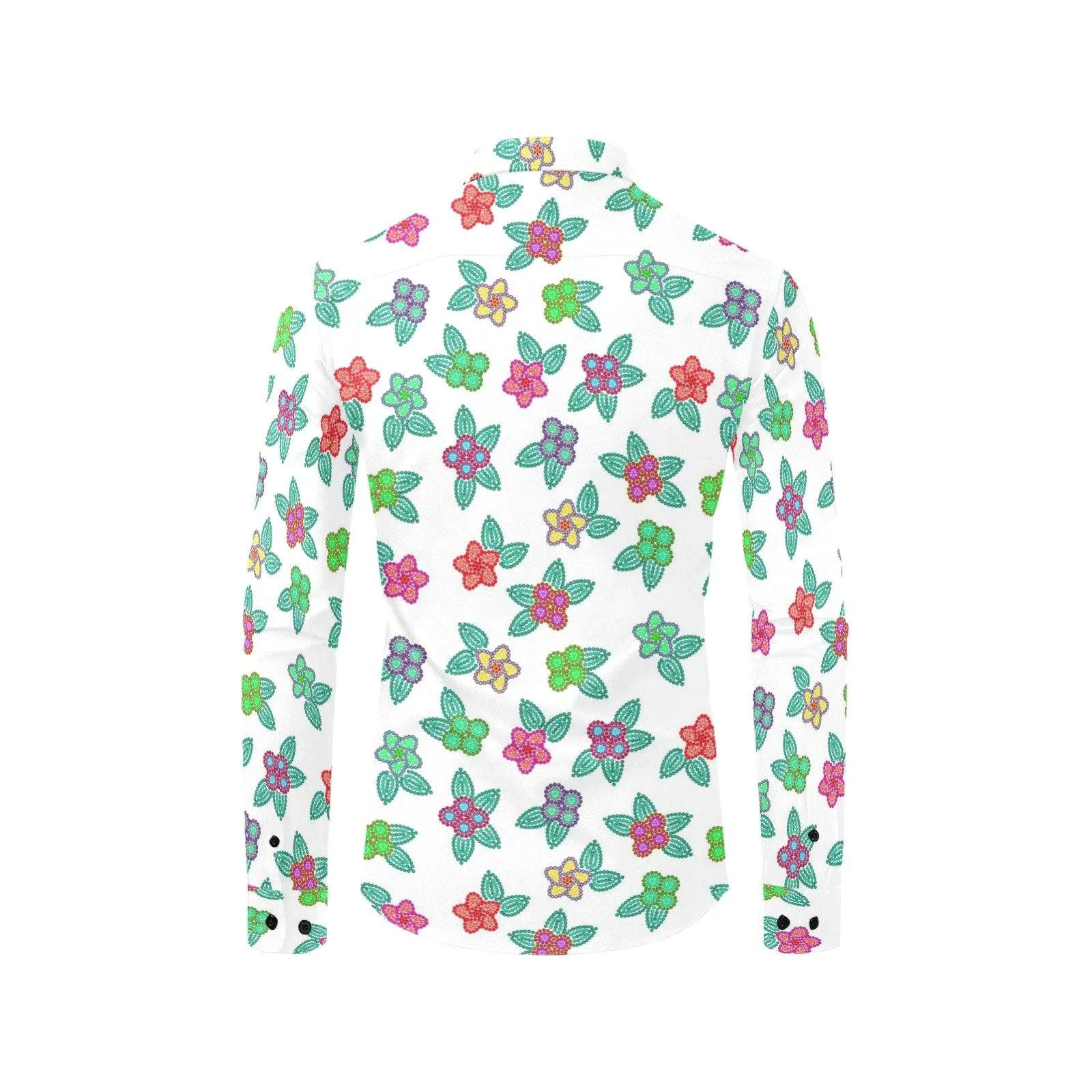Berry Flowers White Men's Casual Dress Shirt