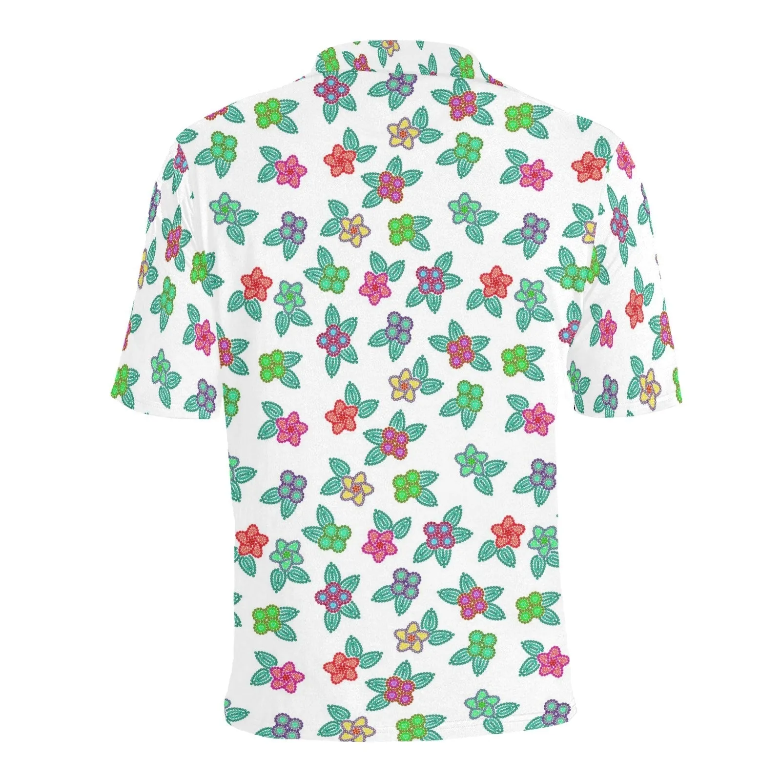 Berry Flowers White Men's Polo Shirt