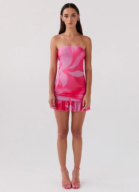 Besa Mesh Mini Dress - Neon Blush Chic and Cozy Wear