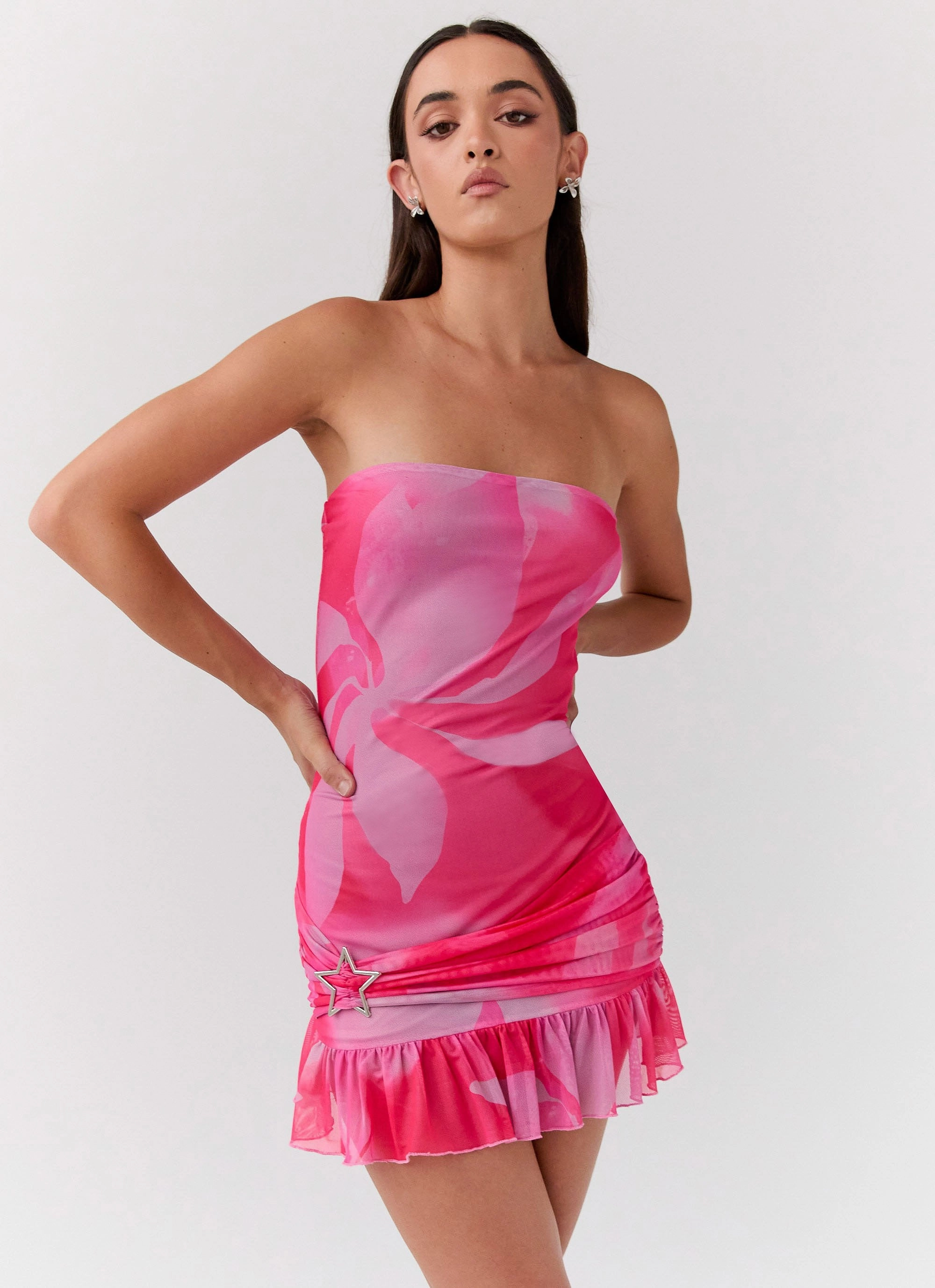Tear-resistant Besa Mesh Mini Dress - Neon Blush