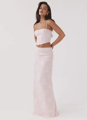 Clean Minimal Look Best Love Maxi Skirt - Pink Petal