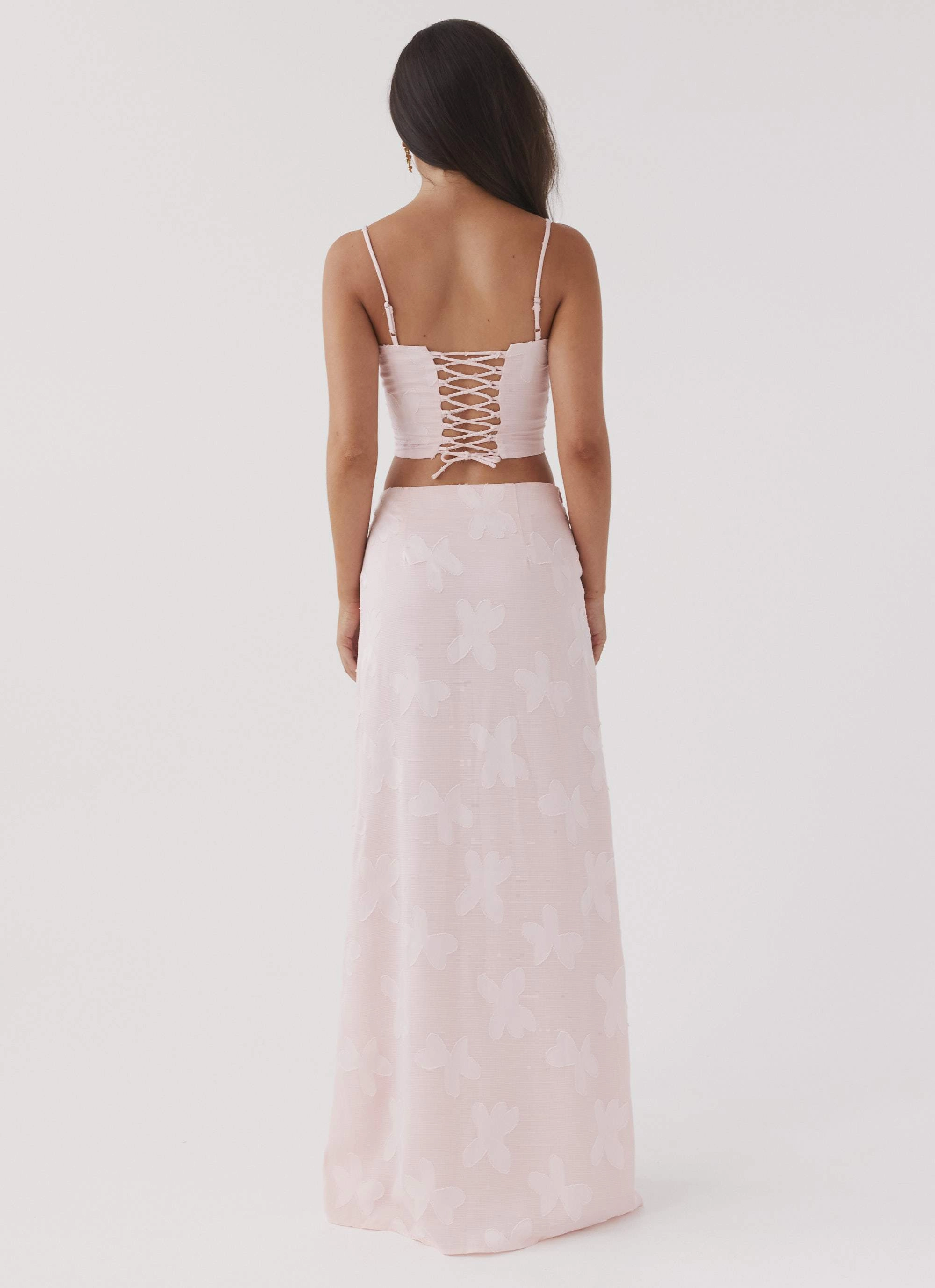 Heavyweight Fabric Best Love Maxi Skirt - Pink Petal