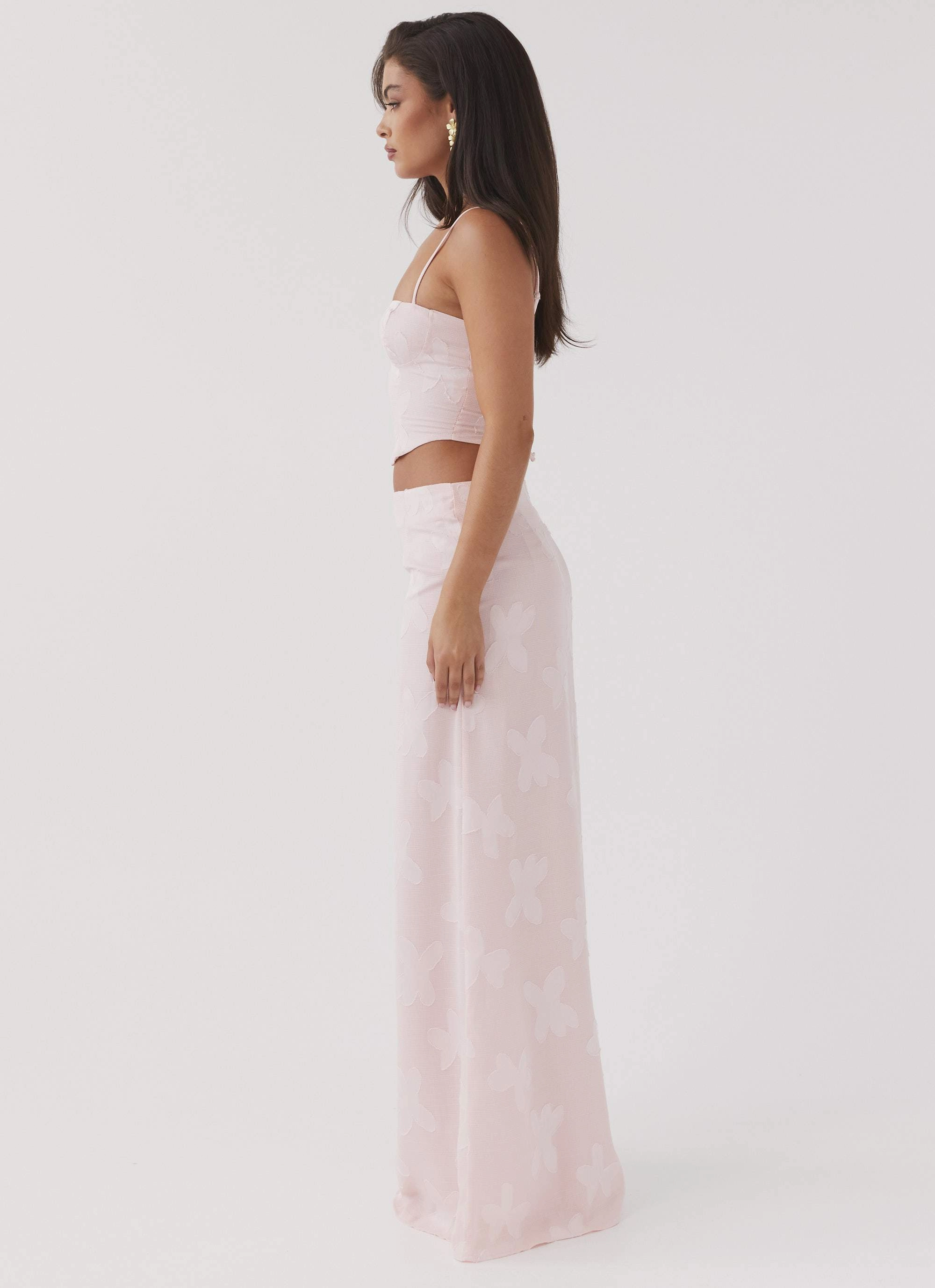 Windbreaker Inspired Fit Best Love Maxi Skirt - Pink Petal