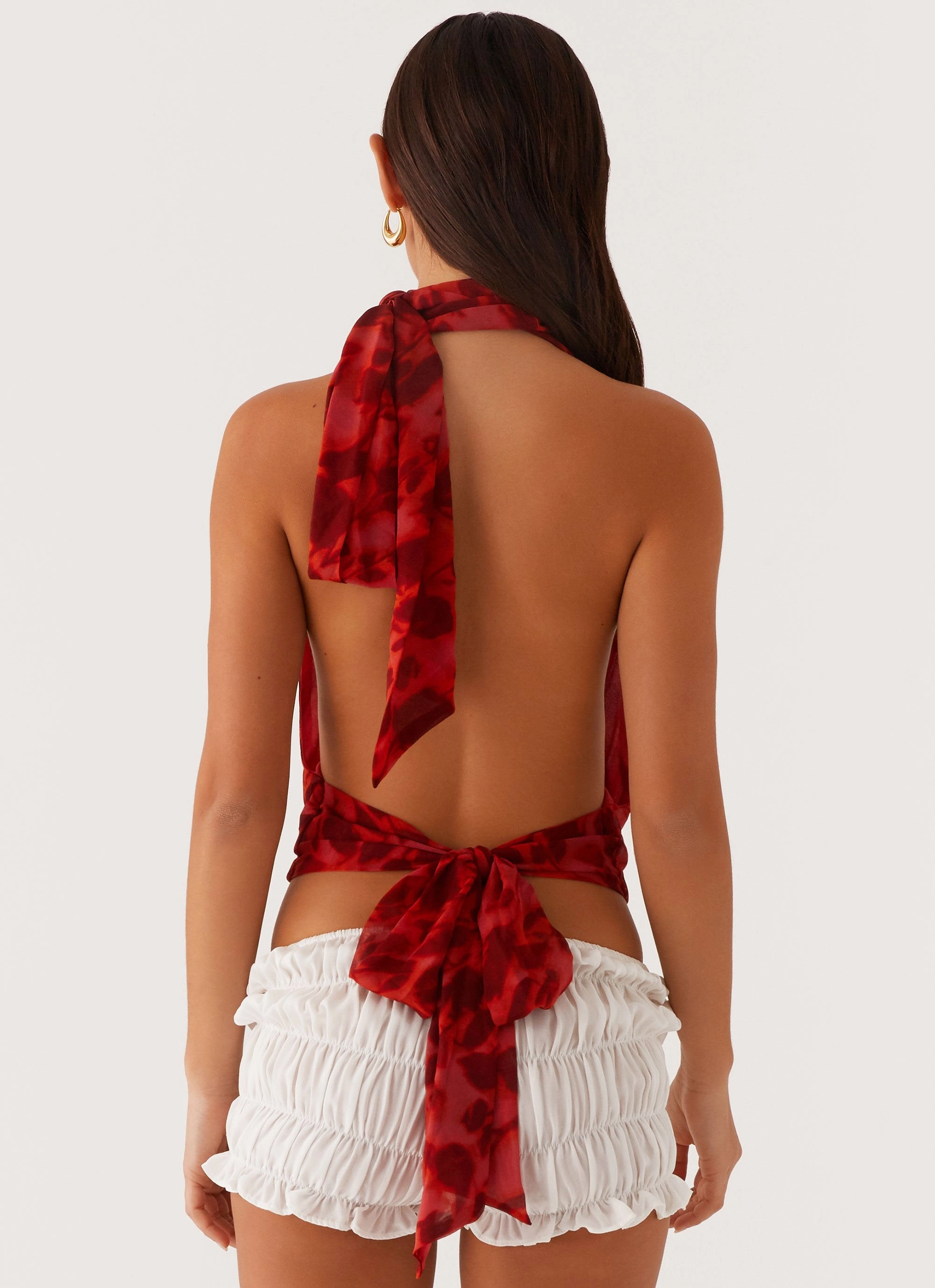 Best Self Top - Deep Red Floral Hypoallergenic Fiber