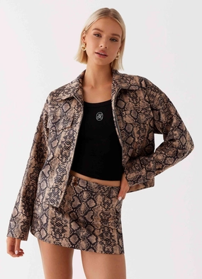 Bethany Mini Skirt - Snake Flexible Material Wardrobe Essential