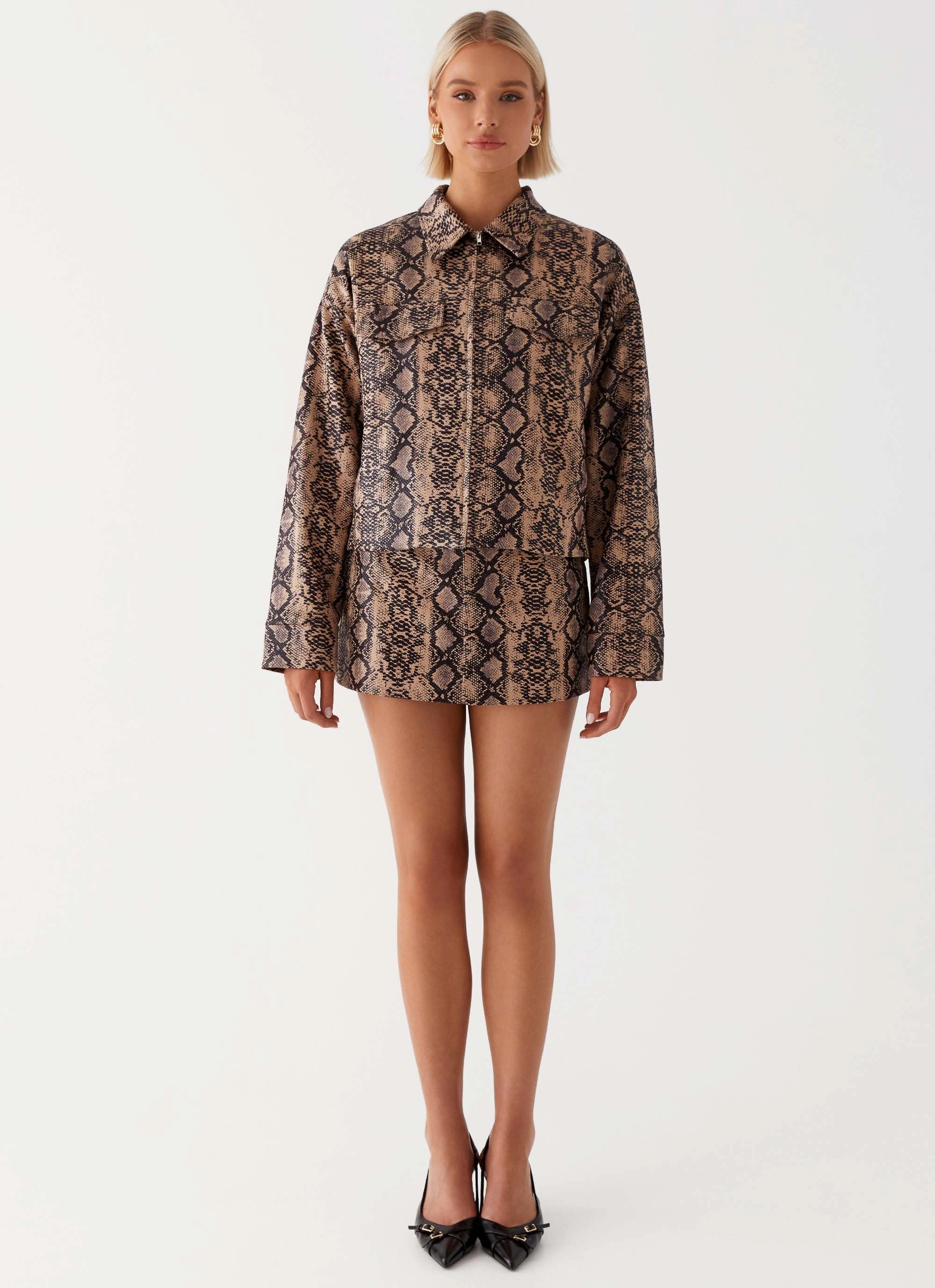 Bethany Oversized Jacket - Snake Flexible Shoulder Water Resistant Shell