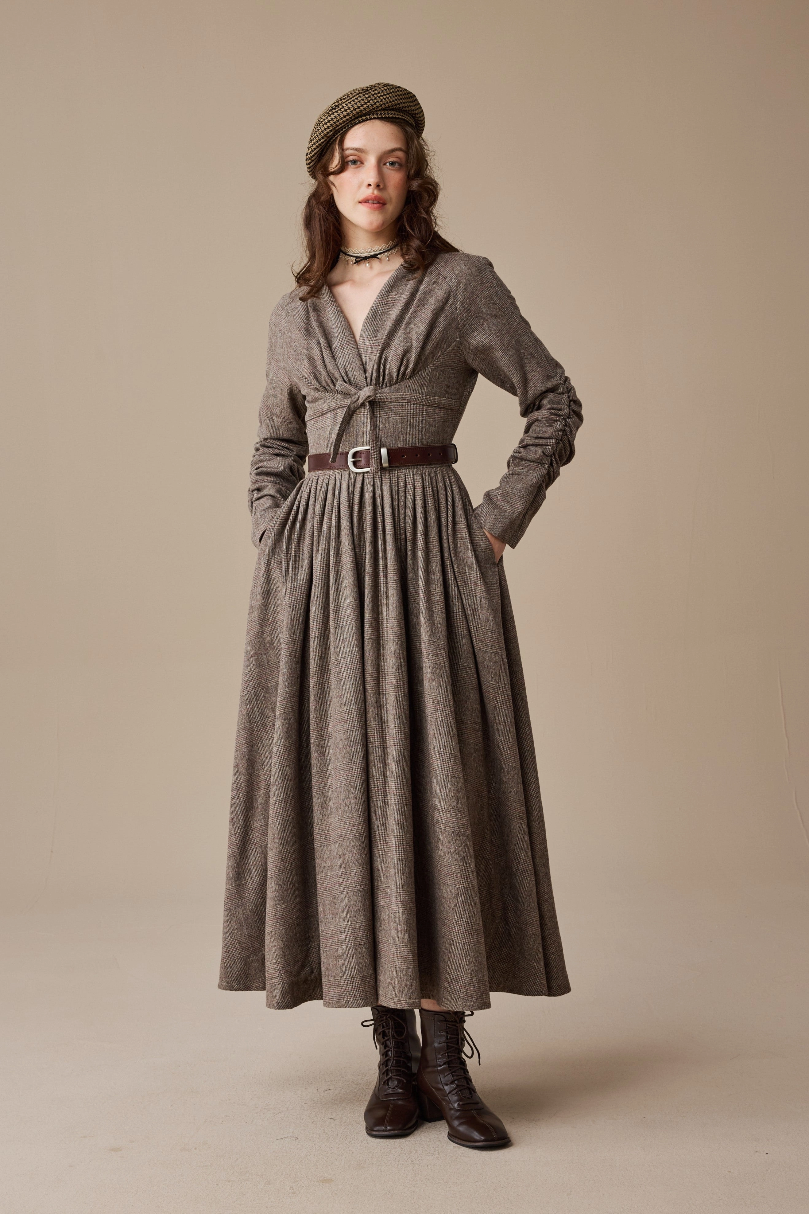 Microfiber Technology High Density Knit Bette 24 |Gingham 100% Wool Dress