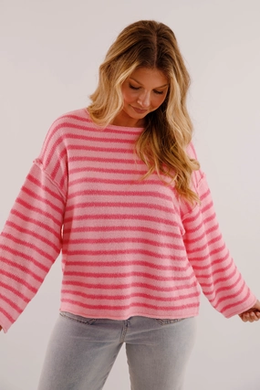 Laser Cut Edges Better Perspective Sweater-Pink
