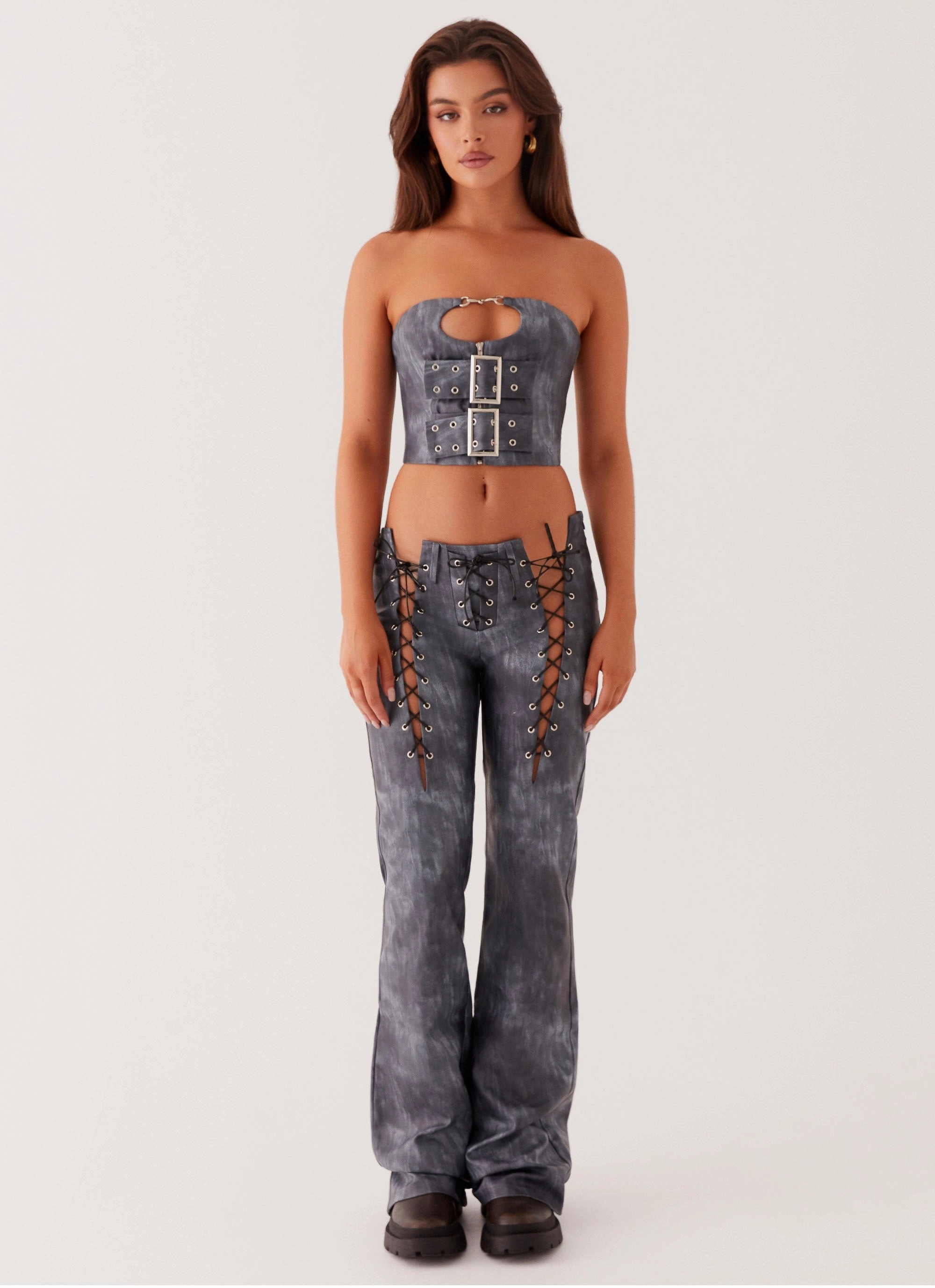 Better When I'm Dancing Lace Up Pants - Graphite Heat Dissipating