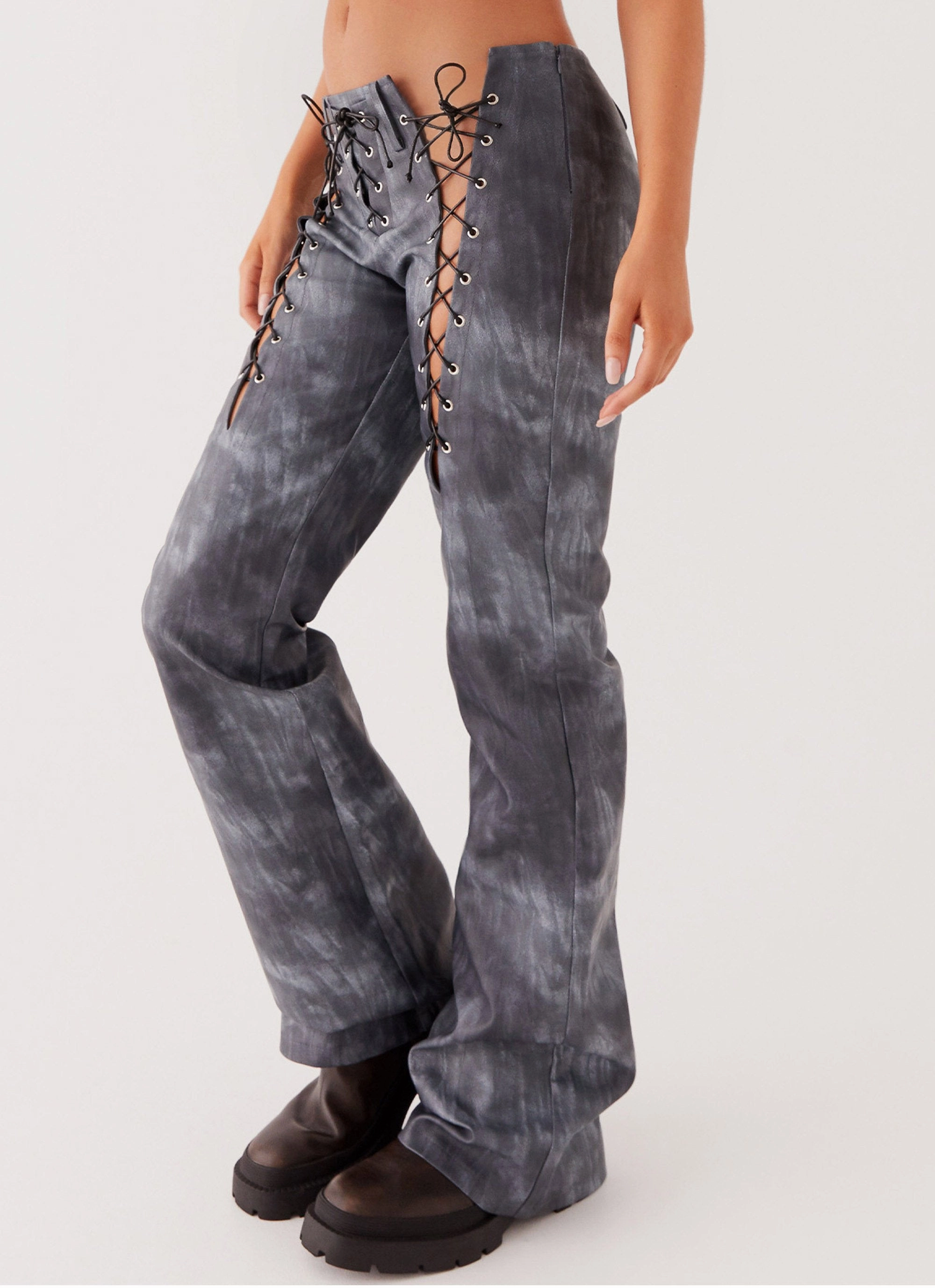 Better When I'm Dancing Lace Up Pants - Graphite Low Bulk Comfy Feel