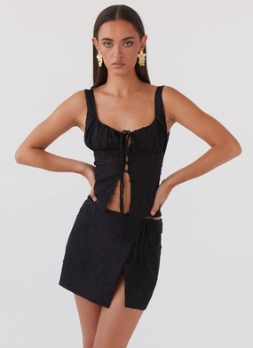 Cold Season Bianka Wrap Mini Skirt - Black Petal