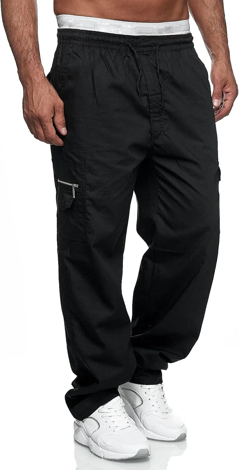 Big and Tall Cargo Pants for Men Sweatpants for Men Pant with Pockets Men's Heavyweight Fleece Cargo Sweatpants Men's