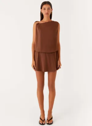 Slim Form Ala Mini Dress - Chocolate