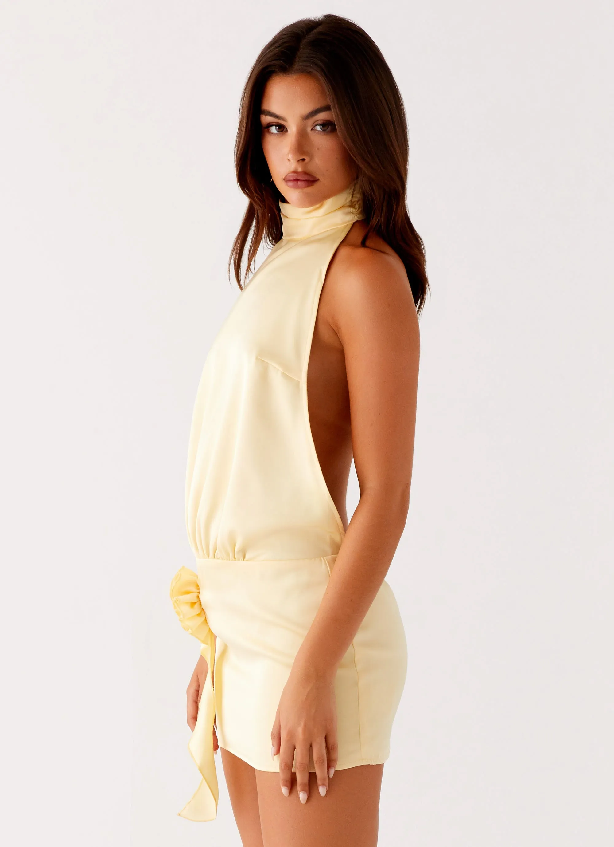 Glam Feel Chic Comfort Wear Birdie Halterneck Mini Dress - Yellow