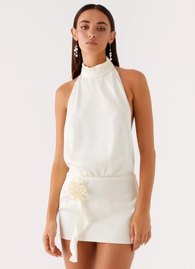 Birdie Halterneck Mini Dress - Ivory Calm Mood