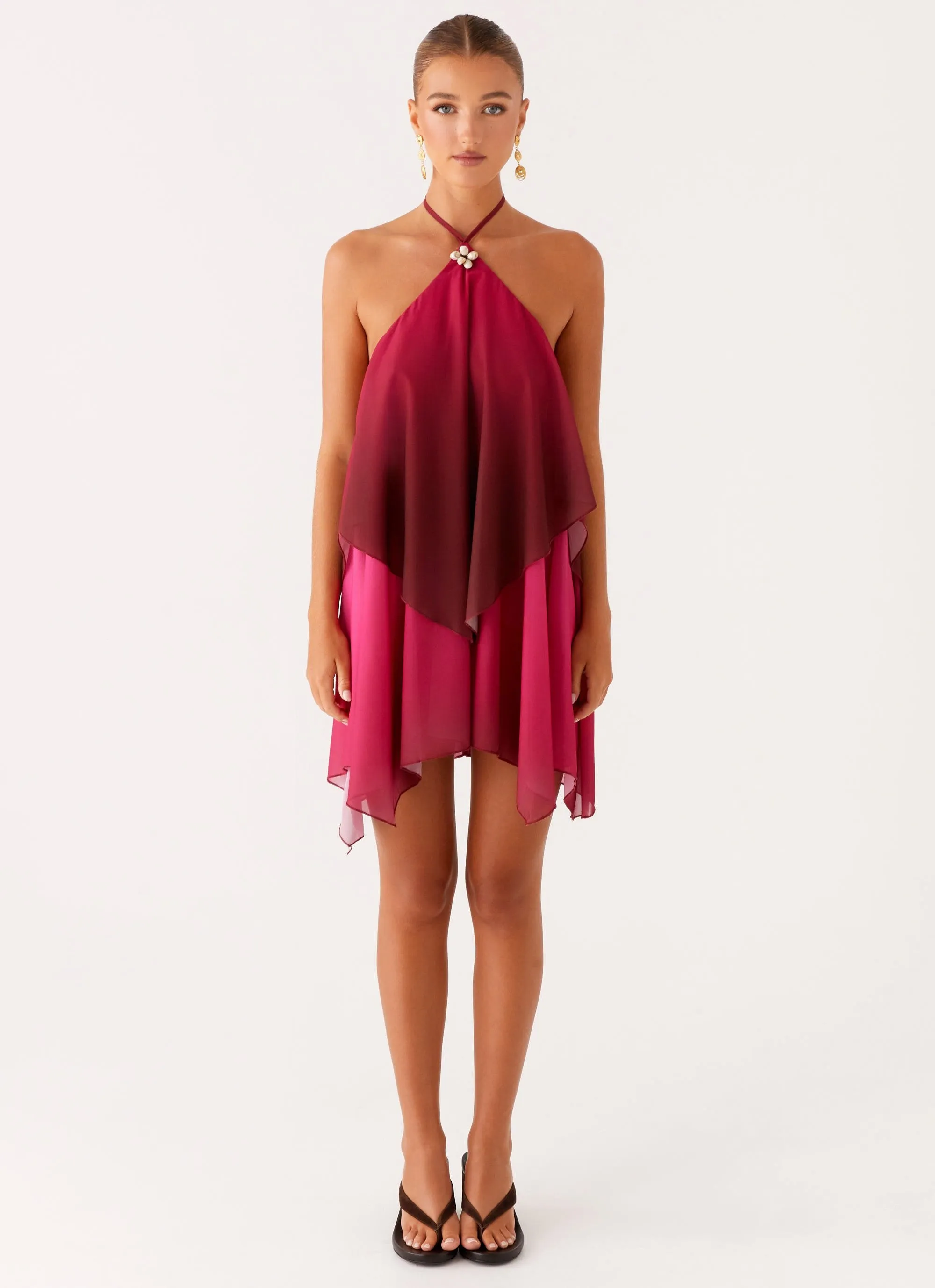 Vibrant Aesthetic Timeless Trend Twin Flame Mini Dress - Fuchsia Gradient