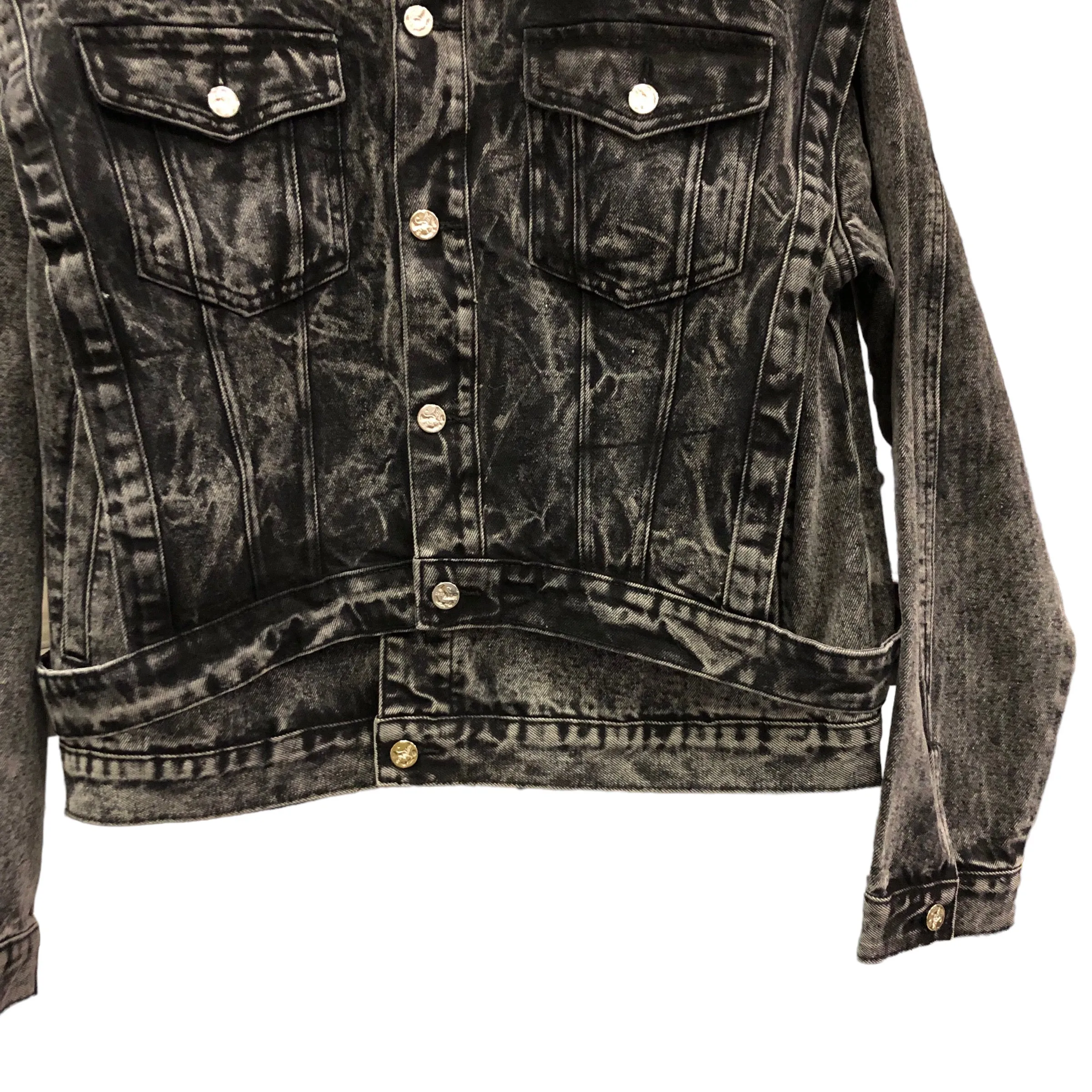 Black Acid Denim Jacket Vest Set