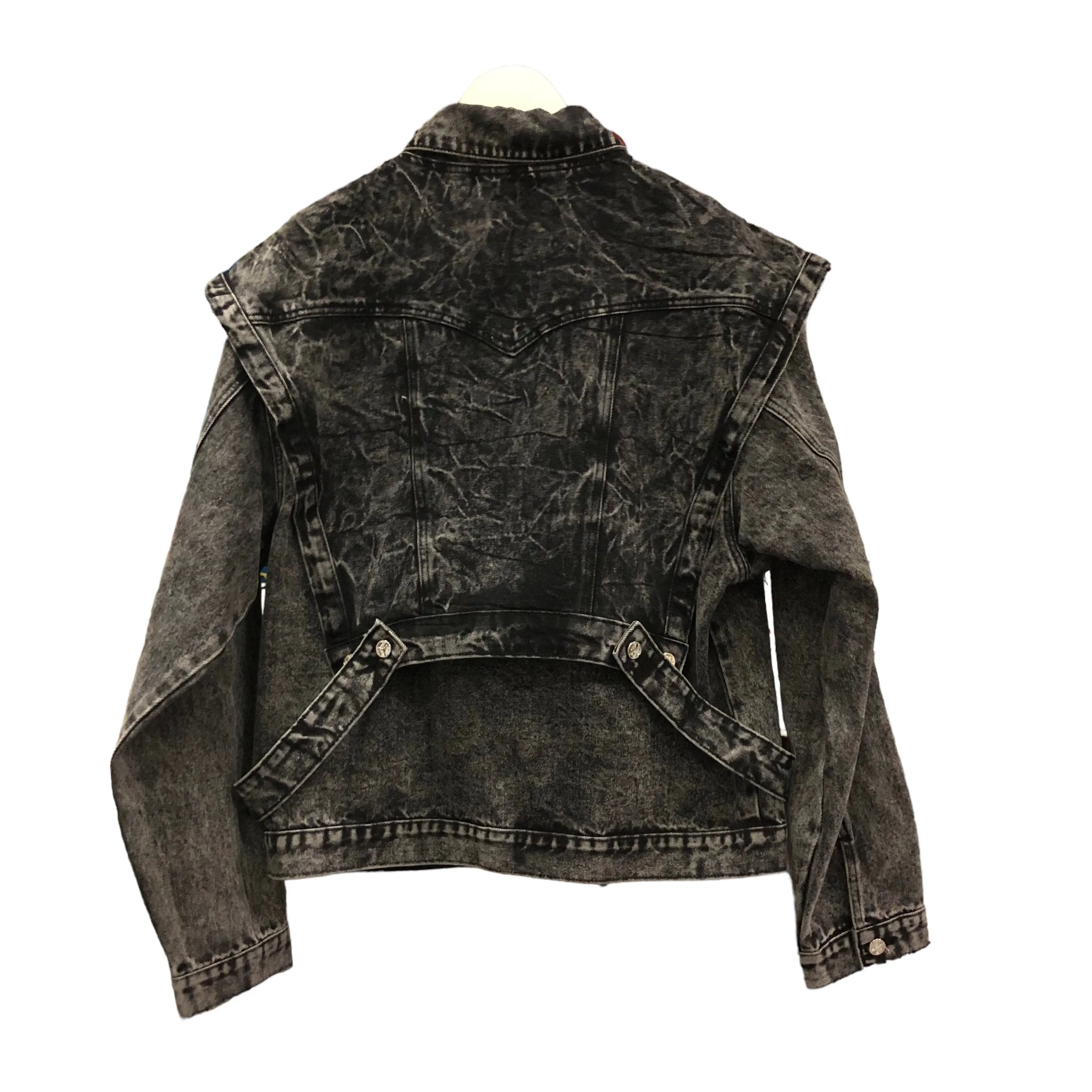 Black Acid Denim Jacket Vest Set