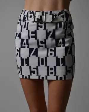 Black & White Number Checkered Mini Skirt