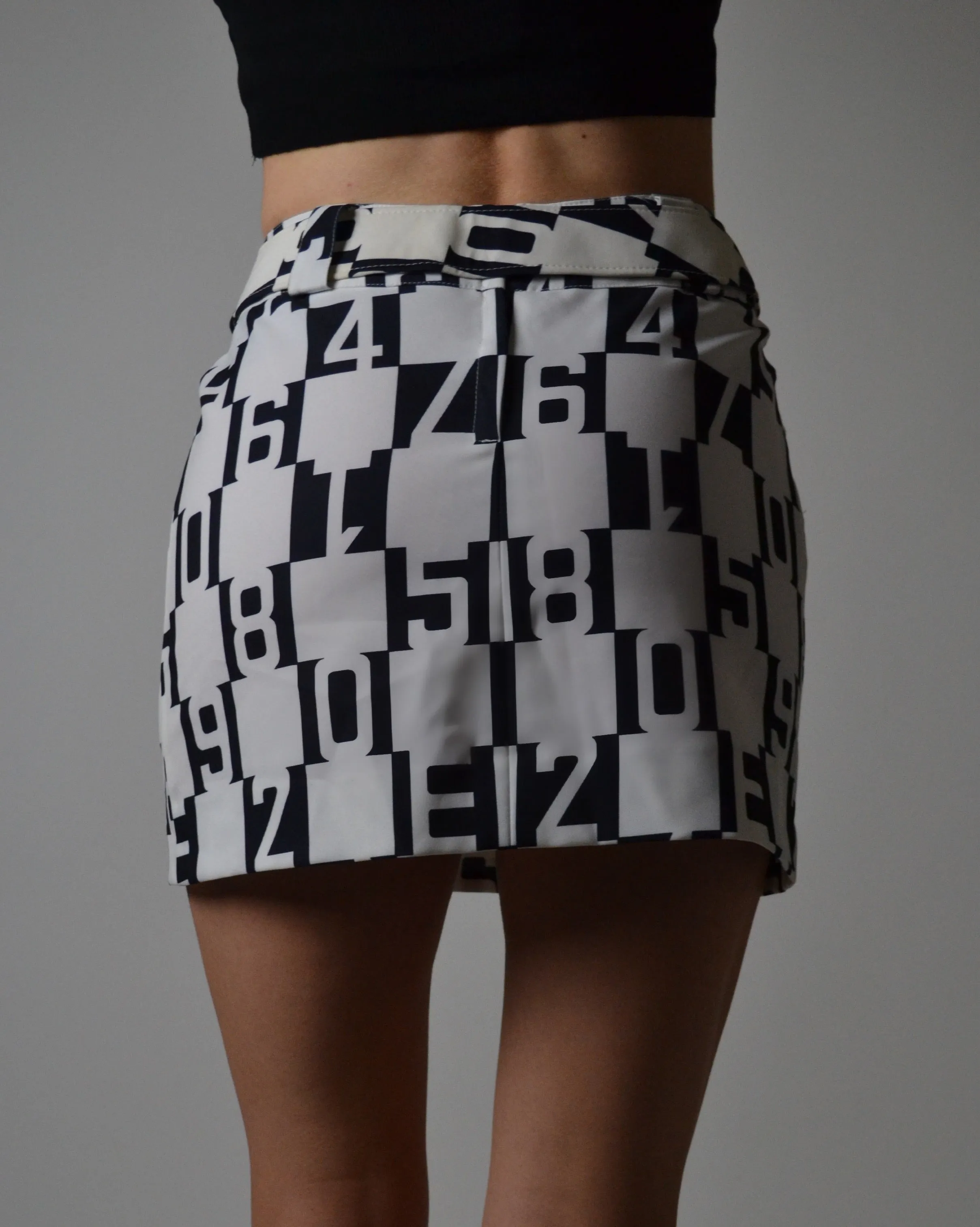 Black & White Number Checkered Mini Skirt