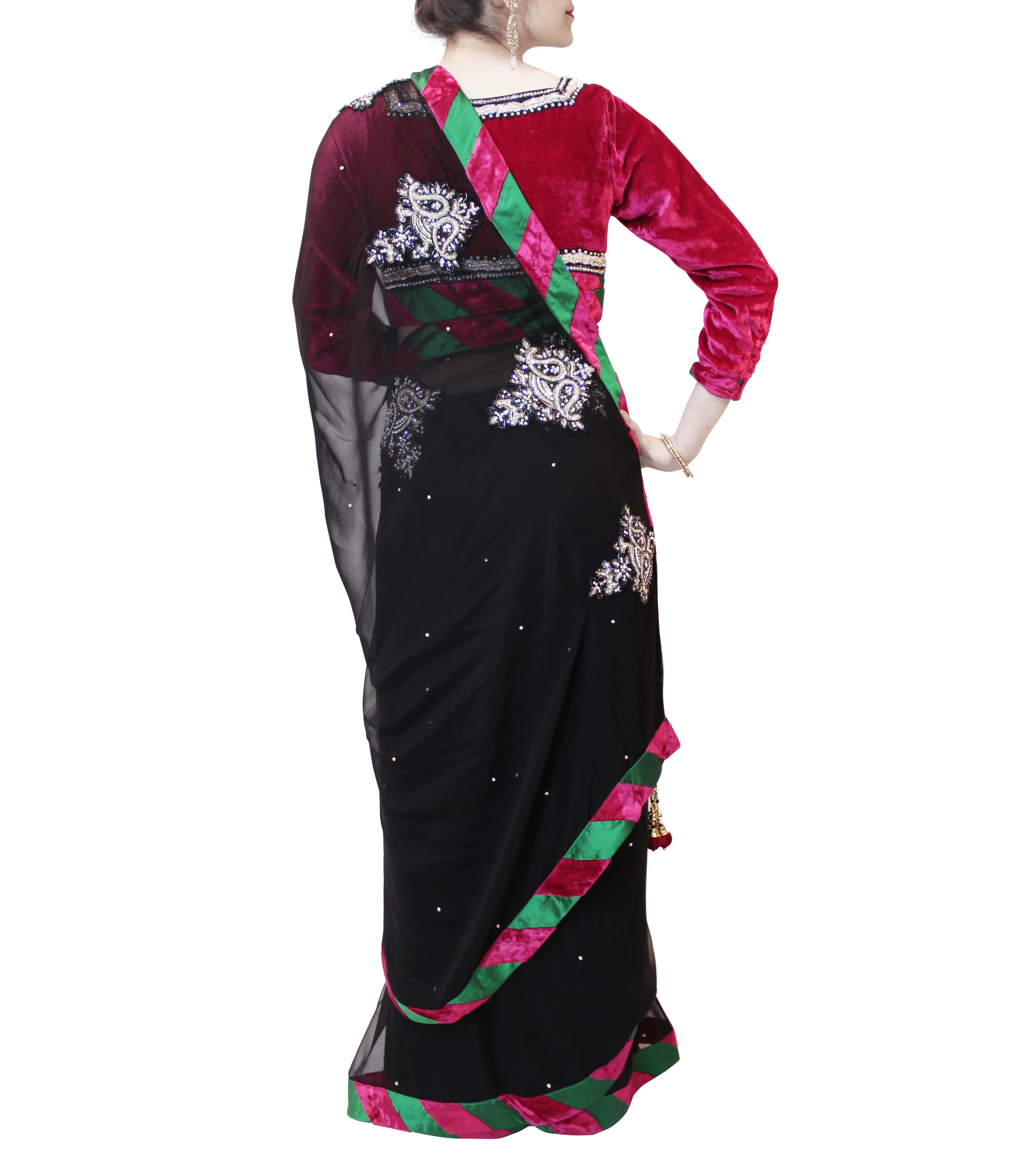 BLACK AND PINK SAREE