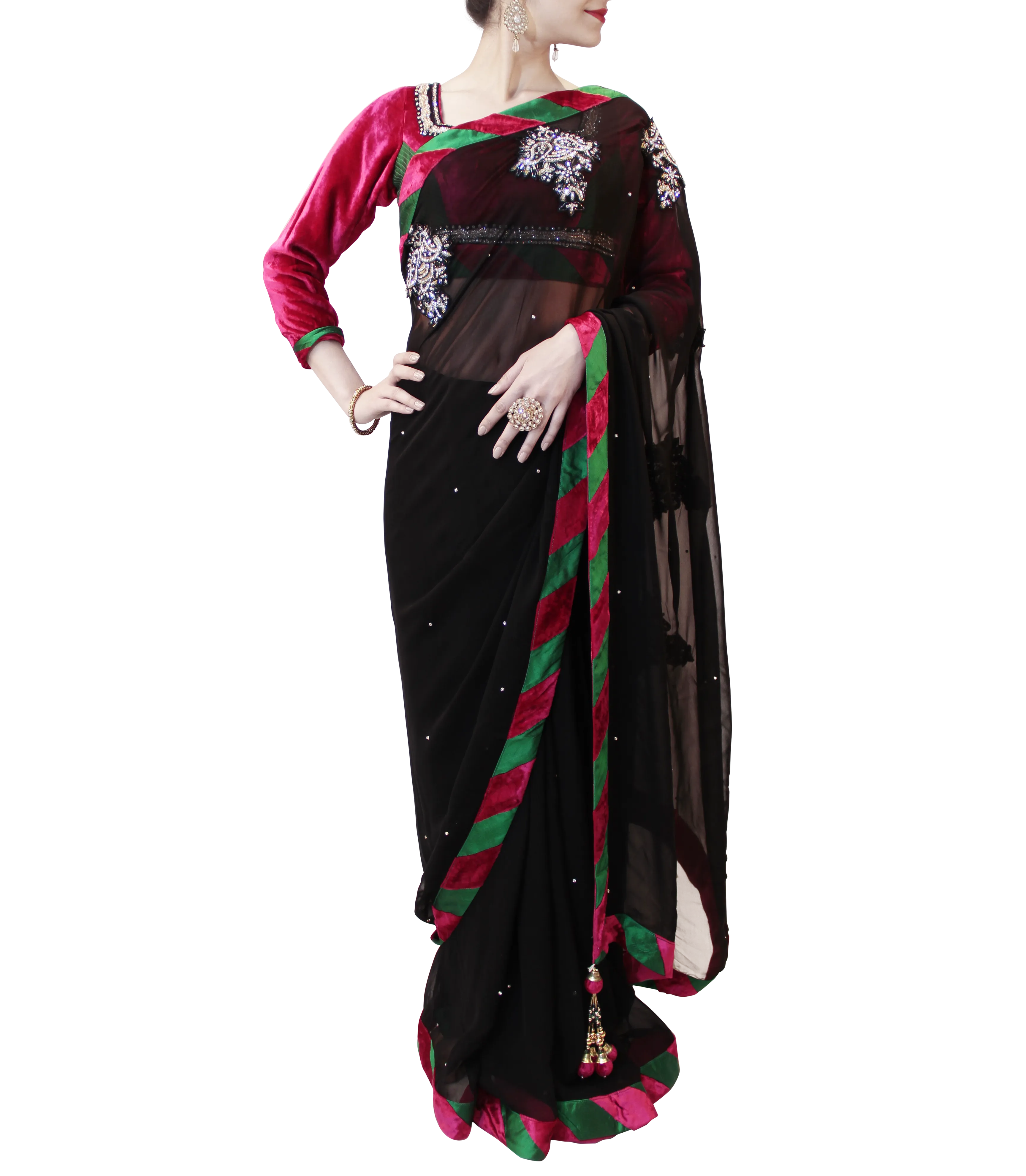 BLACK AND PINK SAREE