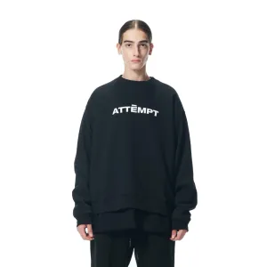 Black Basic Logo Print Crewneck Sweater