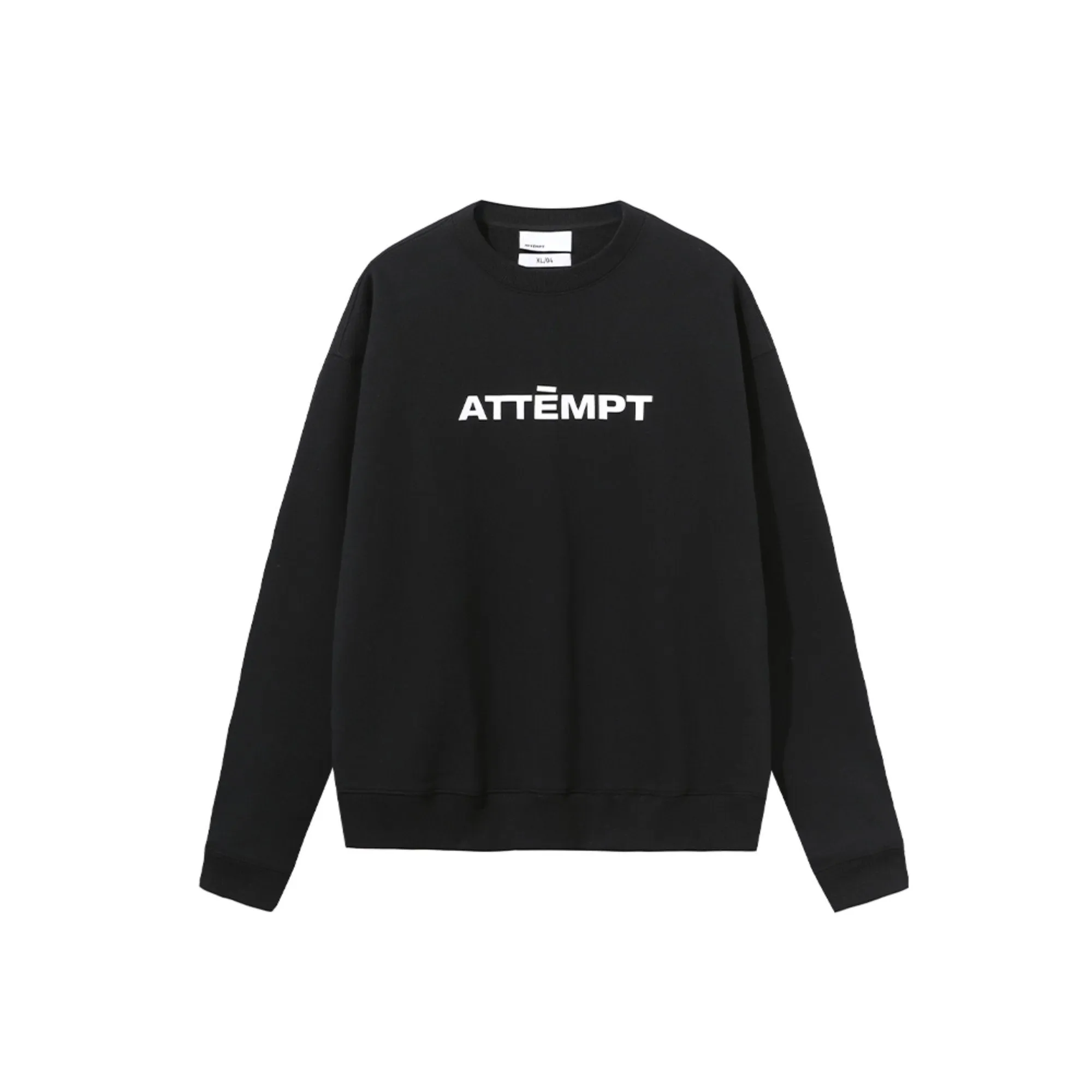 Black Basic Logo Print Crewneck Sweater
