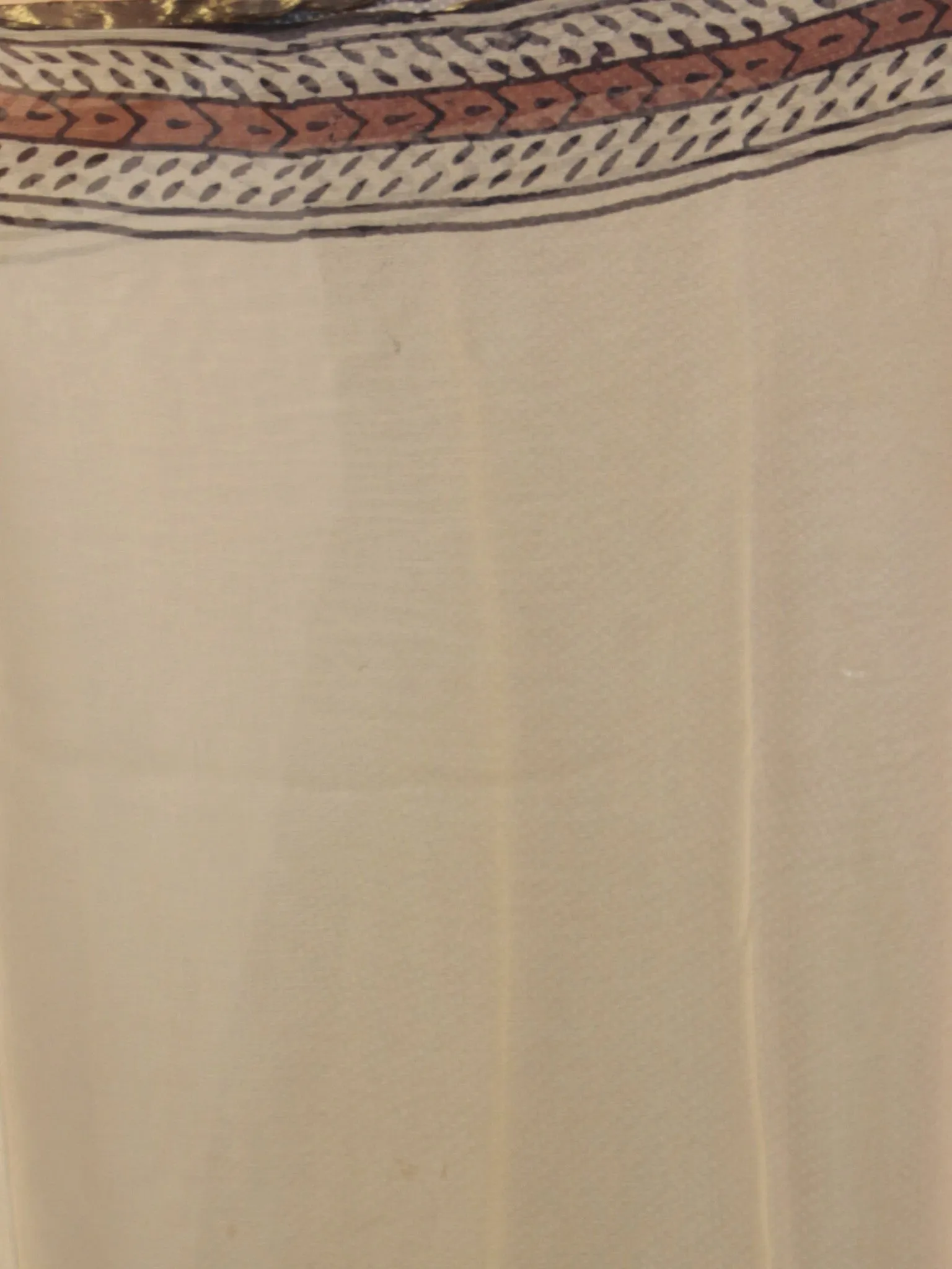 Black Beige Maroon Hand Block Printed Chiffon Saree - S031701818