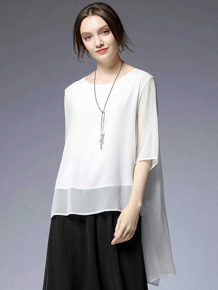 Black Chiffon Top with Bishop Sleeves