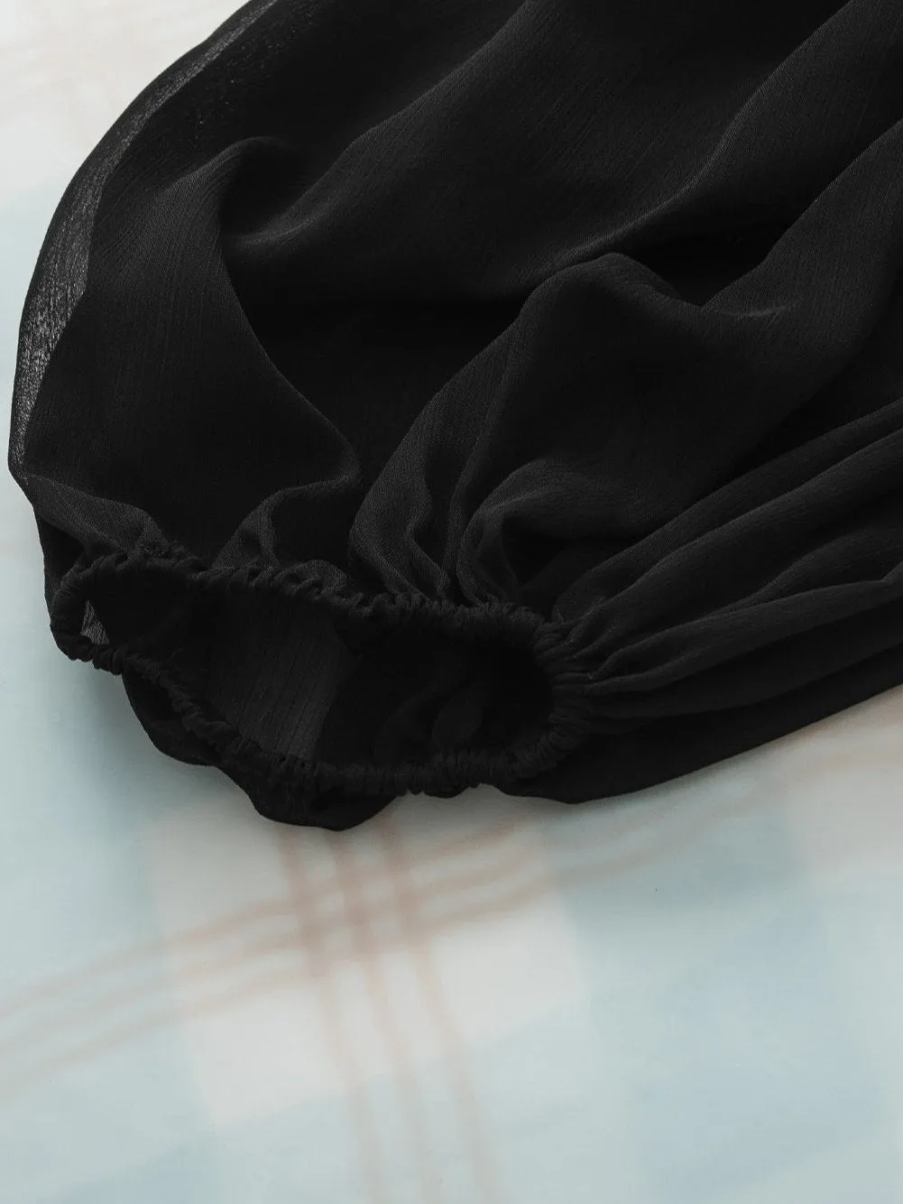 Black Chiffon Top with Bishop Sleeves
