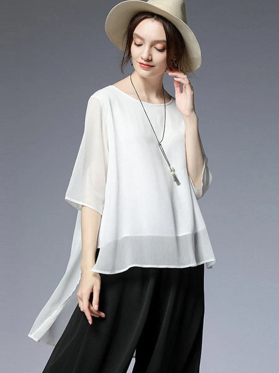 Black Chiffon Top with Bishop Sleeves