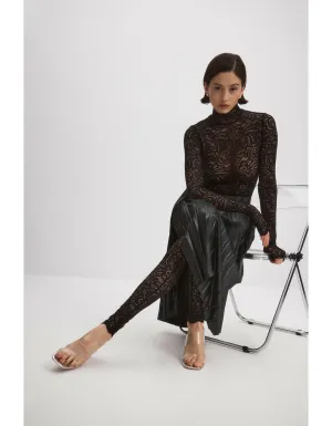 Black Glitter Pleated Wrap Skirt