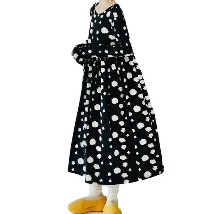 Black Long Sleeve Round Neck Dress