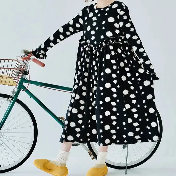 Black Long Sleeve Round Neck Dress