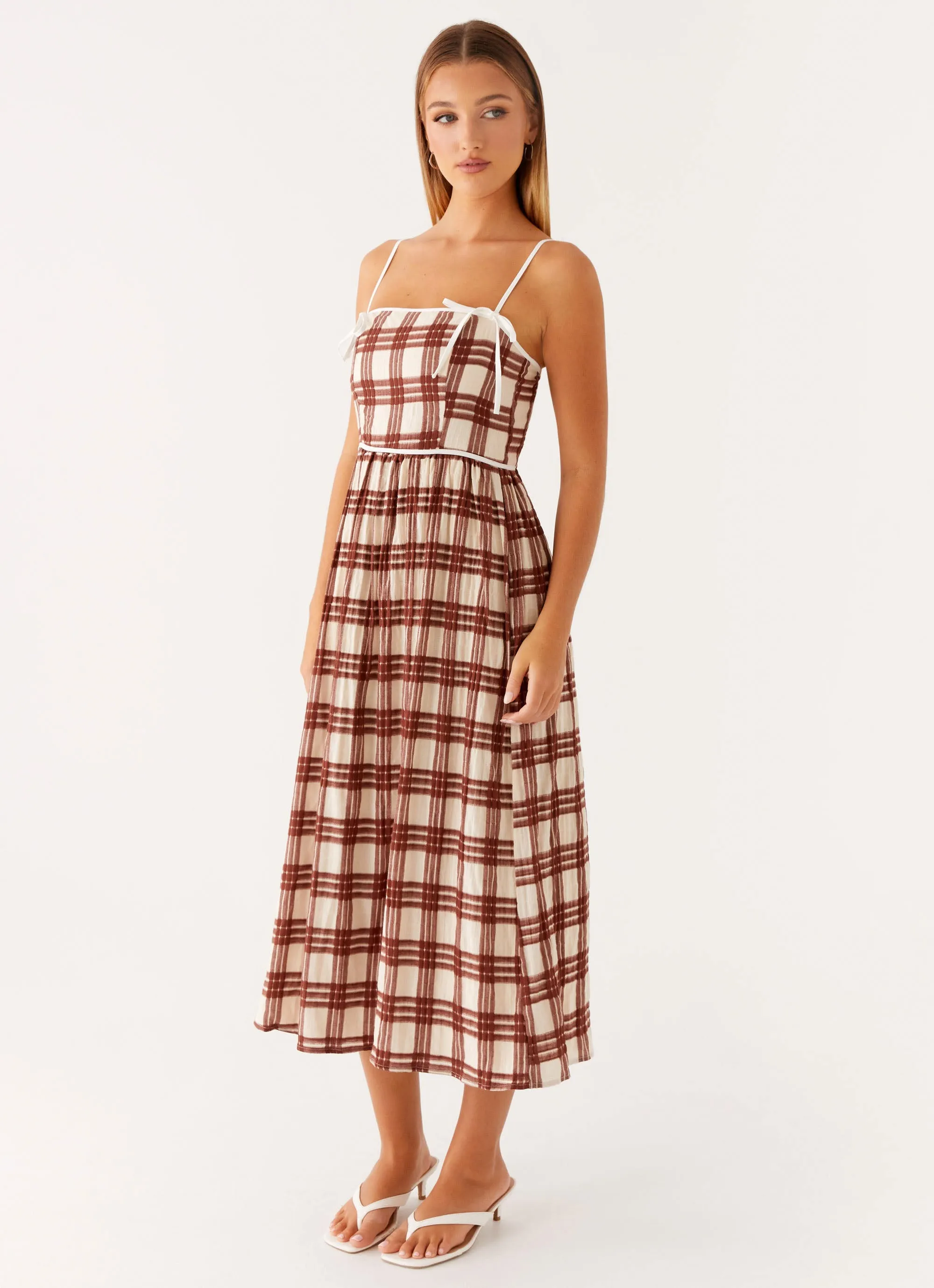Bride Friend Curvy Glam Shyanne Midi Dress - Chocolate Check