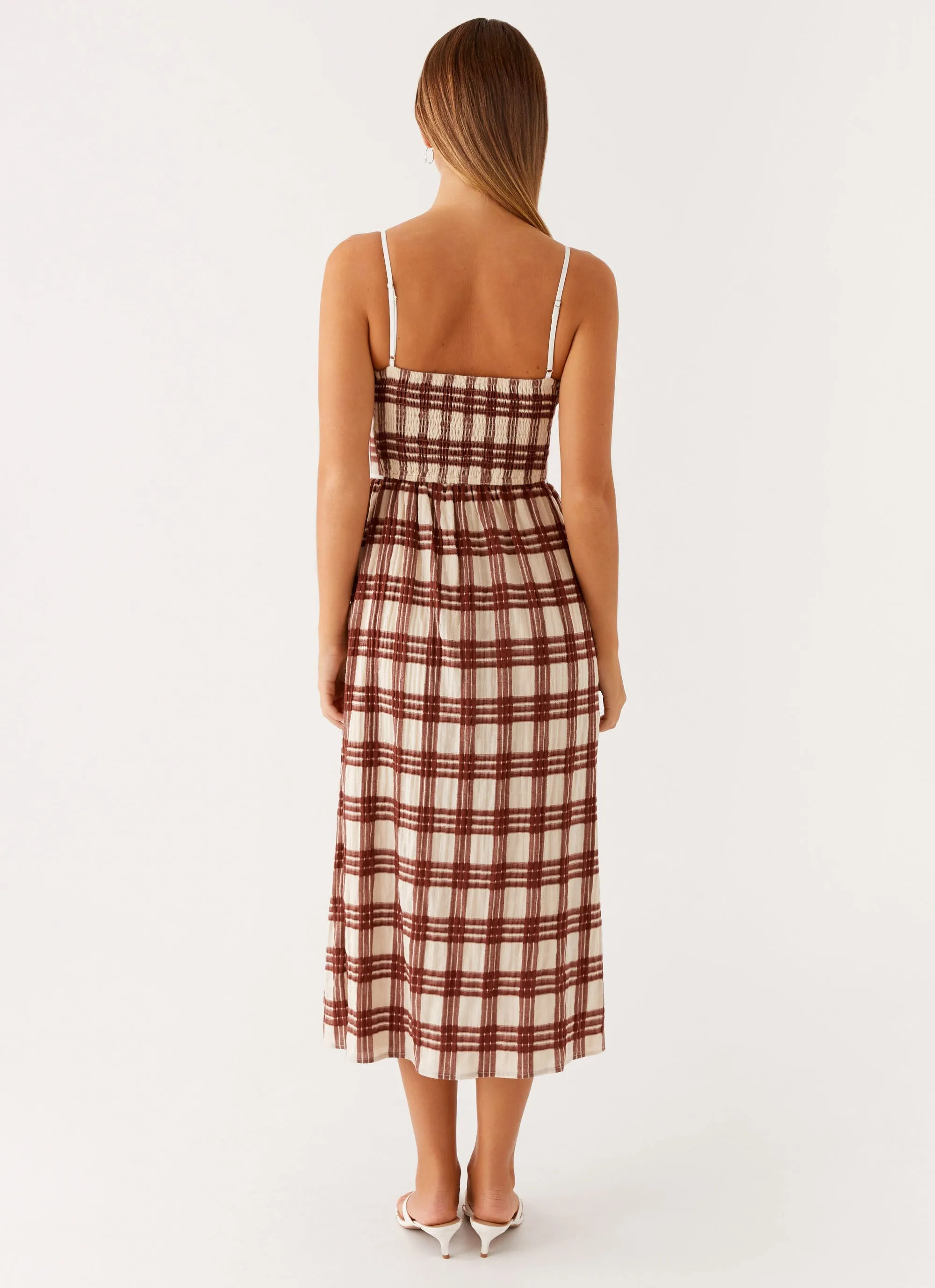 Shyanne Midi Dress - Chocolate Check Skin Touch