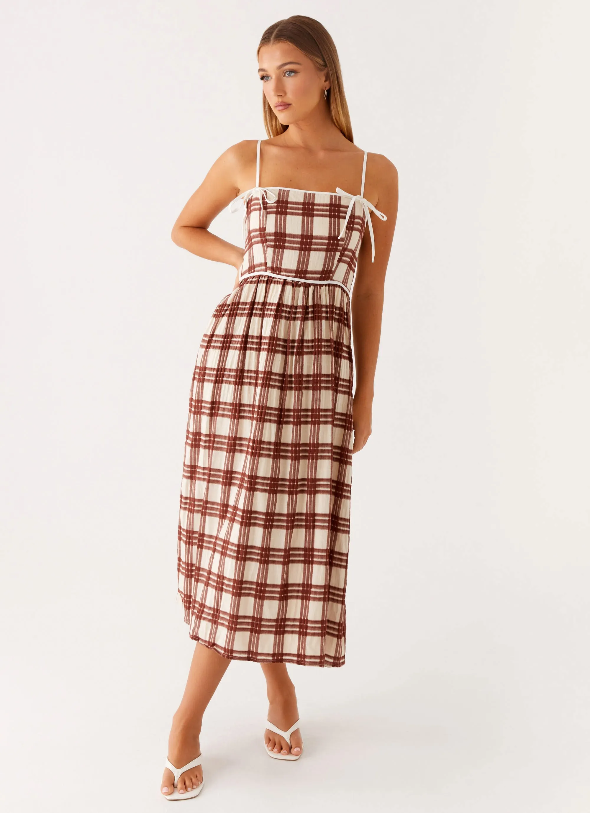 Lounge Comfort Ceremony Ready Shyanne Midi Dress - Chocolate Check