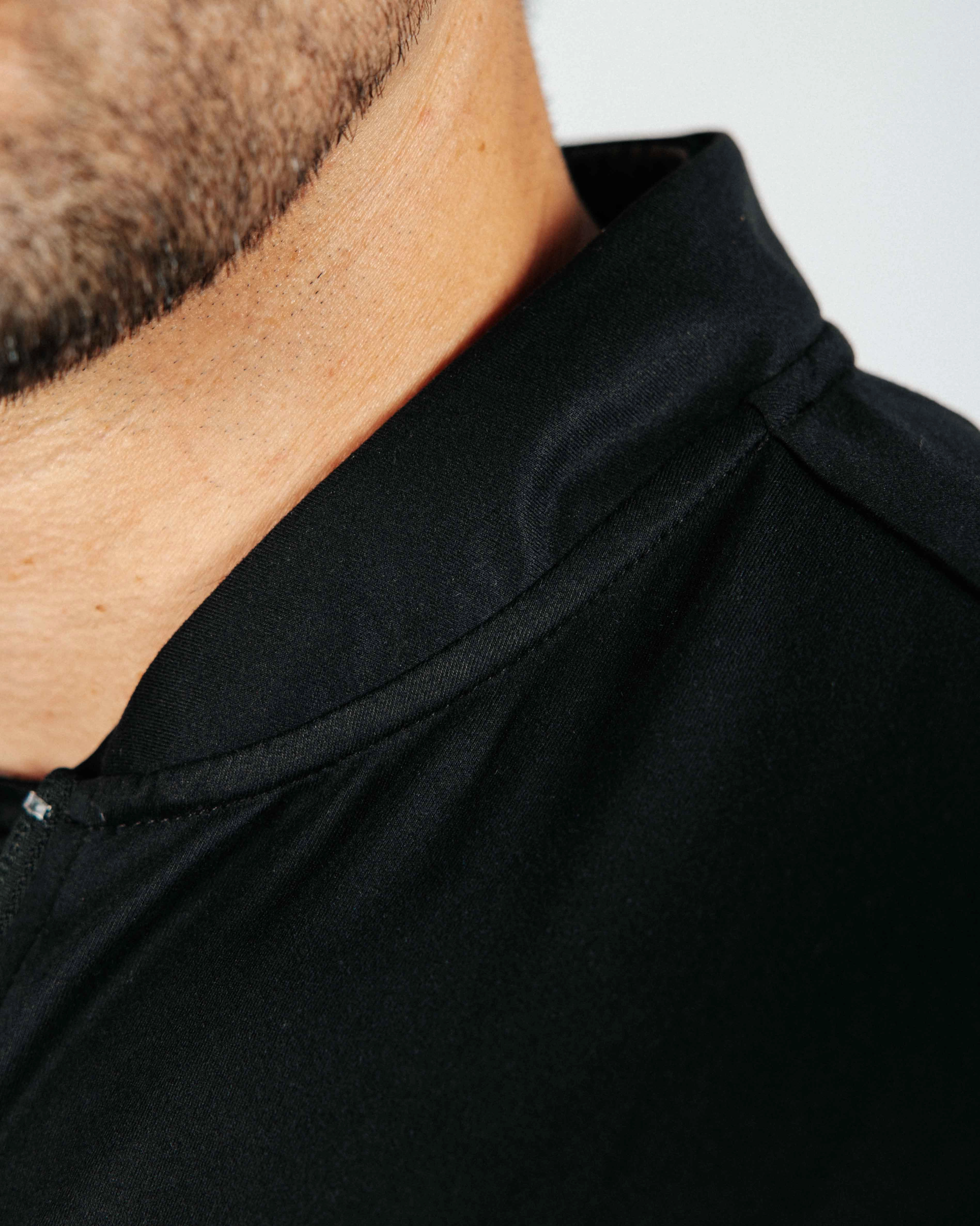 Hidden Button Placket Black Blade Quarter Zip