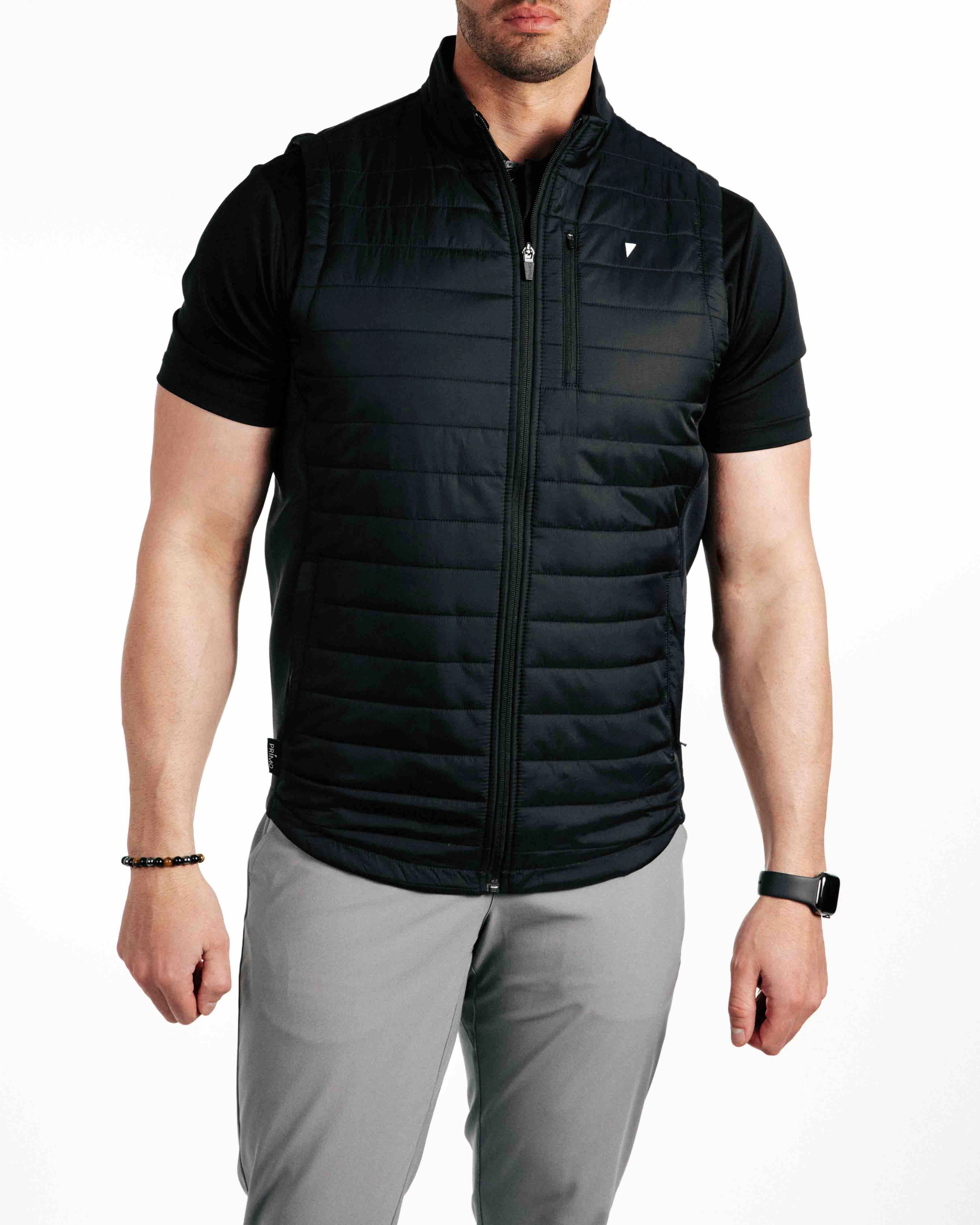 Simple Detail Black Puff Vest