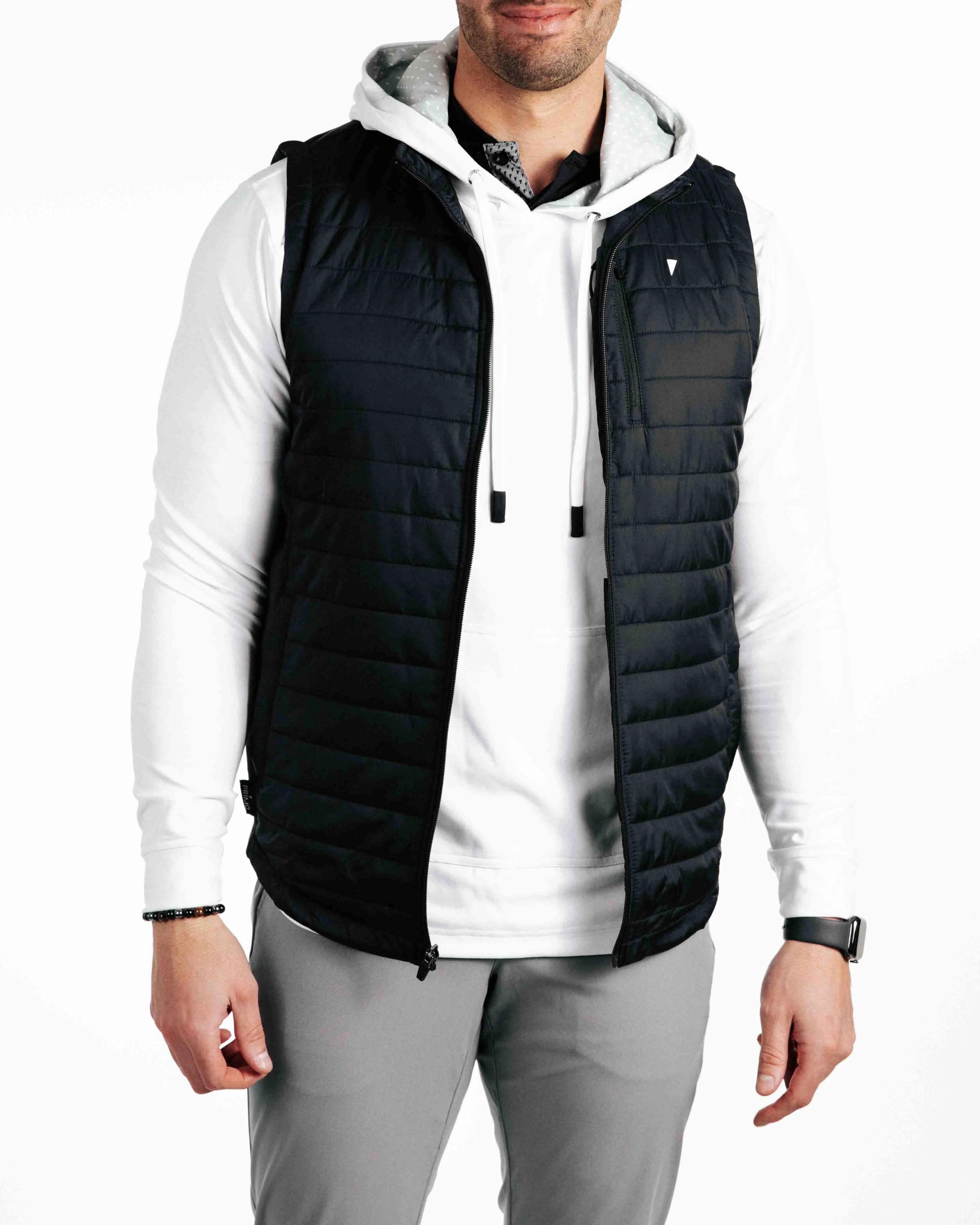 Layered Insulation Black Puff Vest