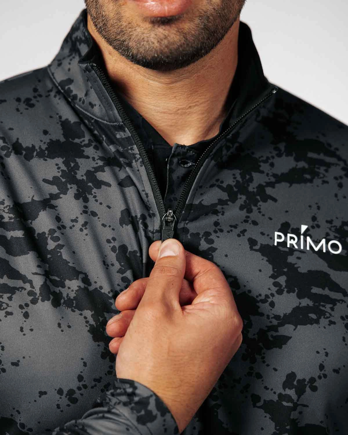 Black Splatter Classic Quarter Zip ConvertibleCollarSystem V-neck Shirt