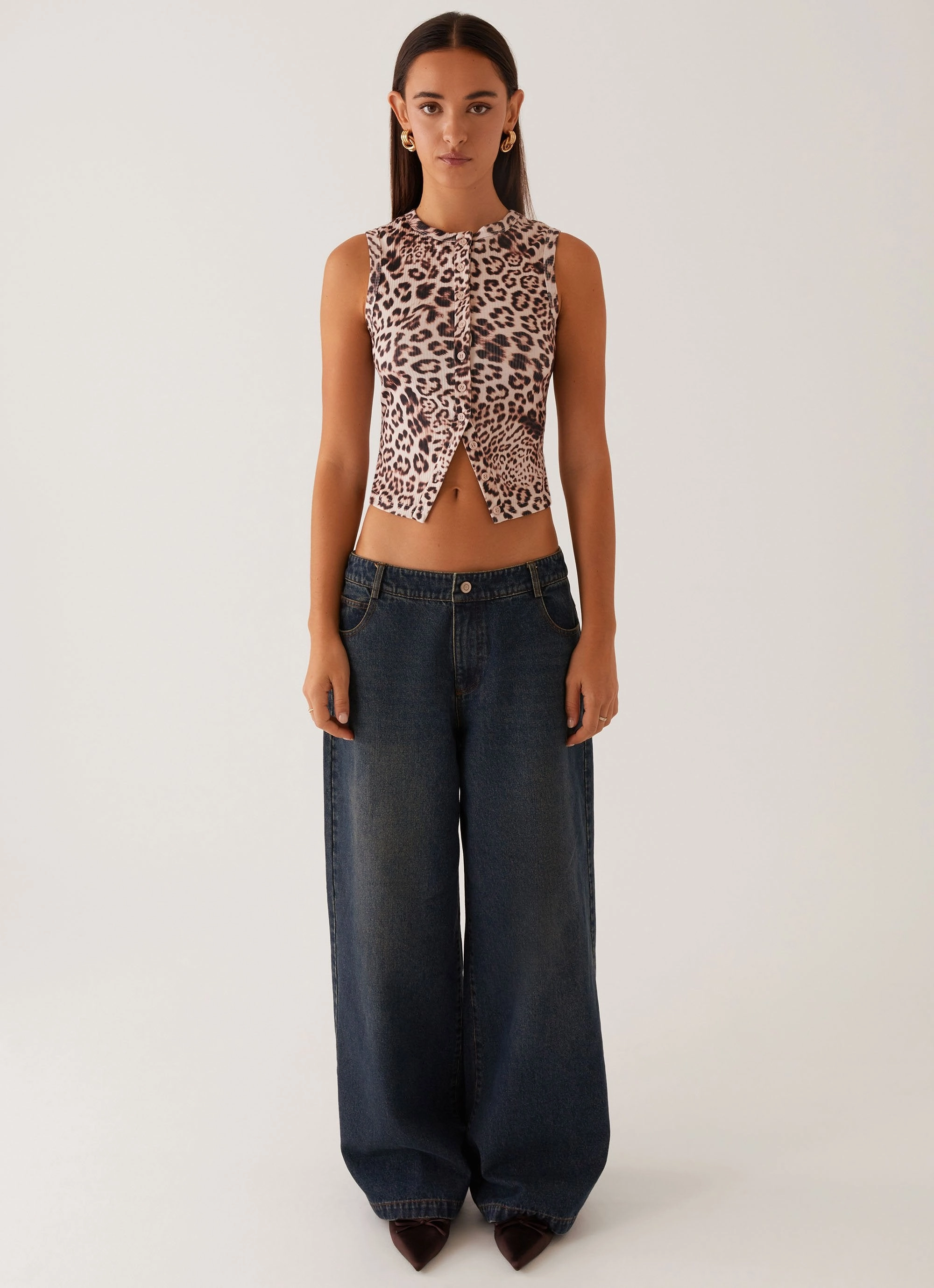 Blair Buttoned Tank Top - Leopard Tear Resistant Reinforcement