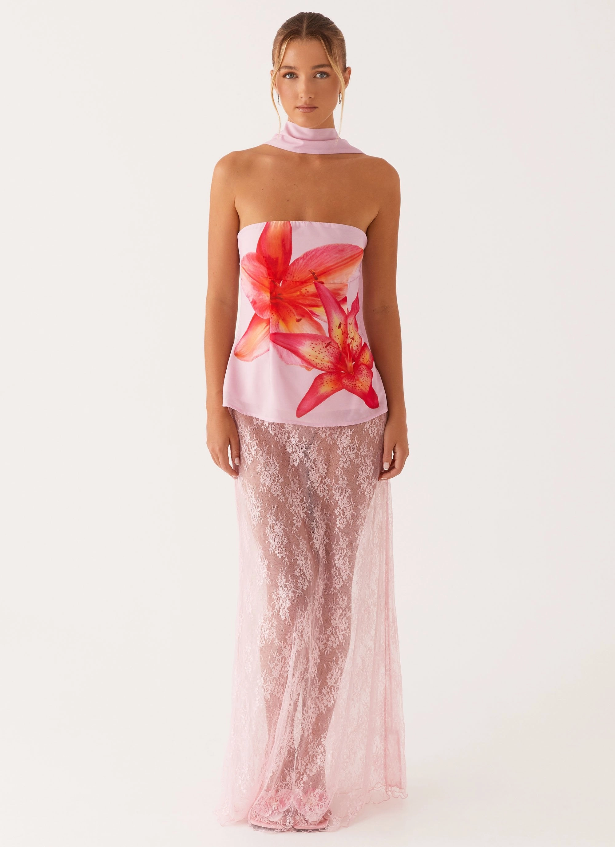 Adaptive Temperature Control Blaise Scarf Top - Pink Floral
