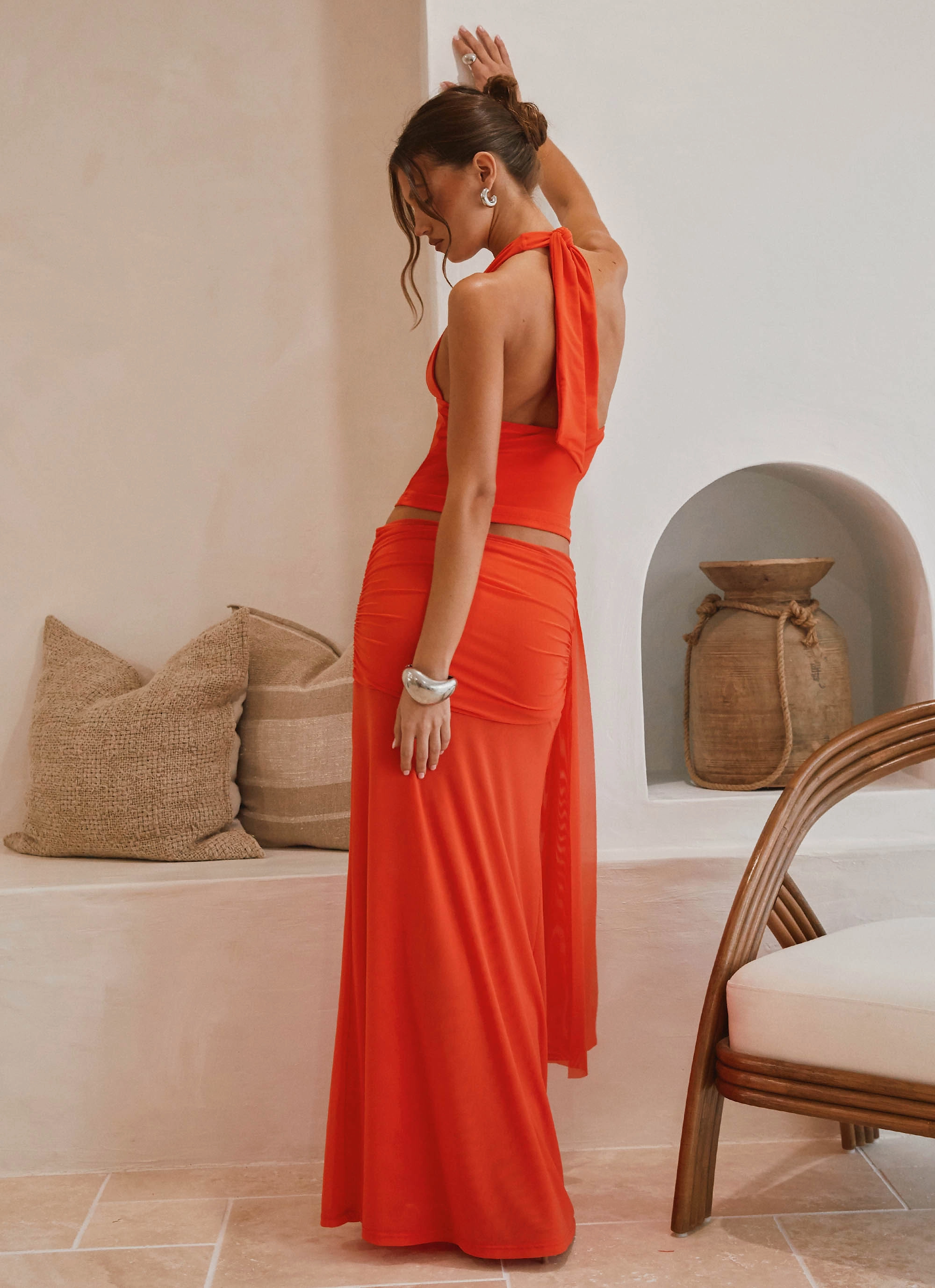 Blaze Maxi Skirt - Fire Red No Irritation Seams