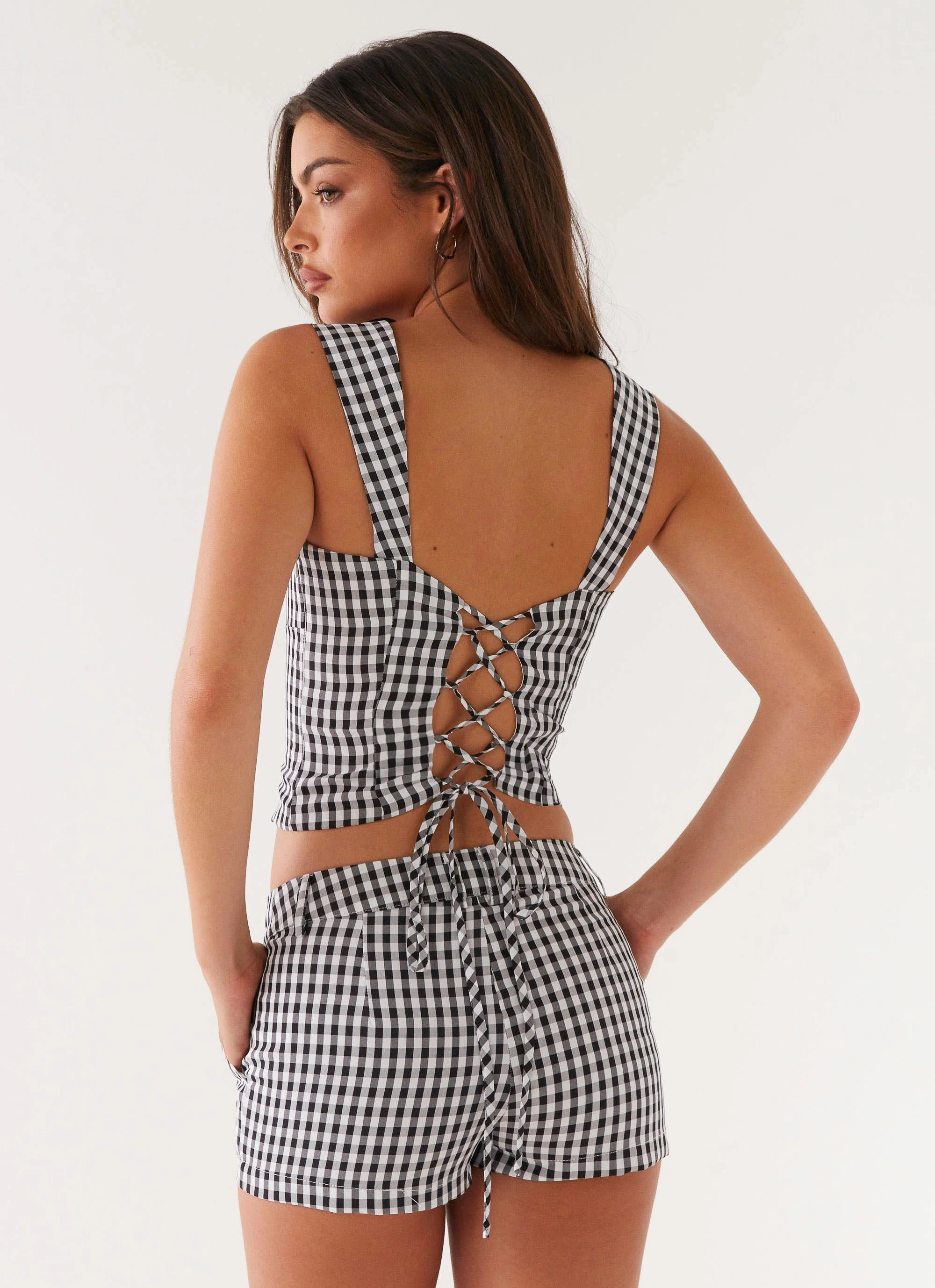 Modern Layer Clayton Tailored Shorts - Black Gingham