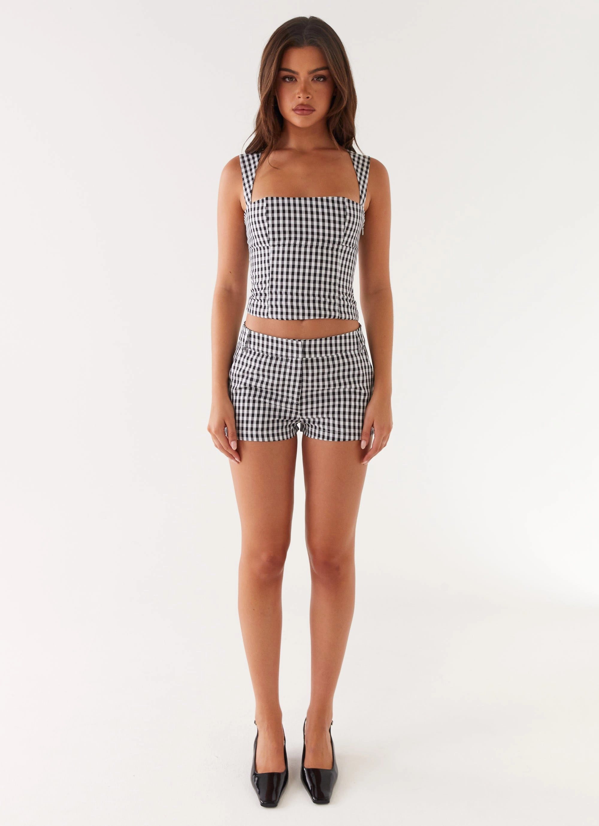 Clayton Tailored Shorts - Black Gingham Odor Control Technology