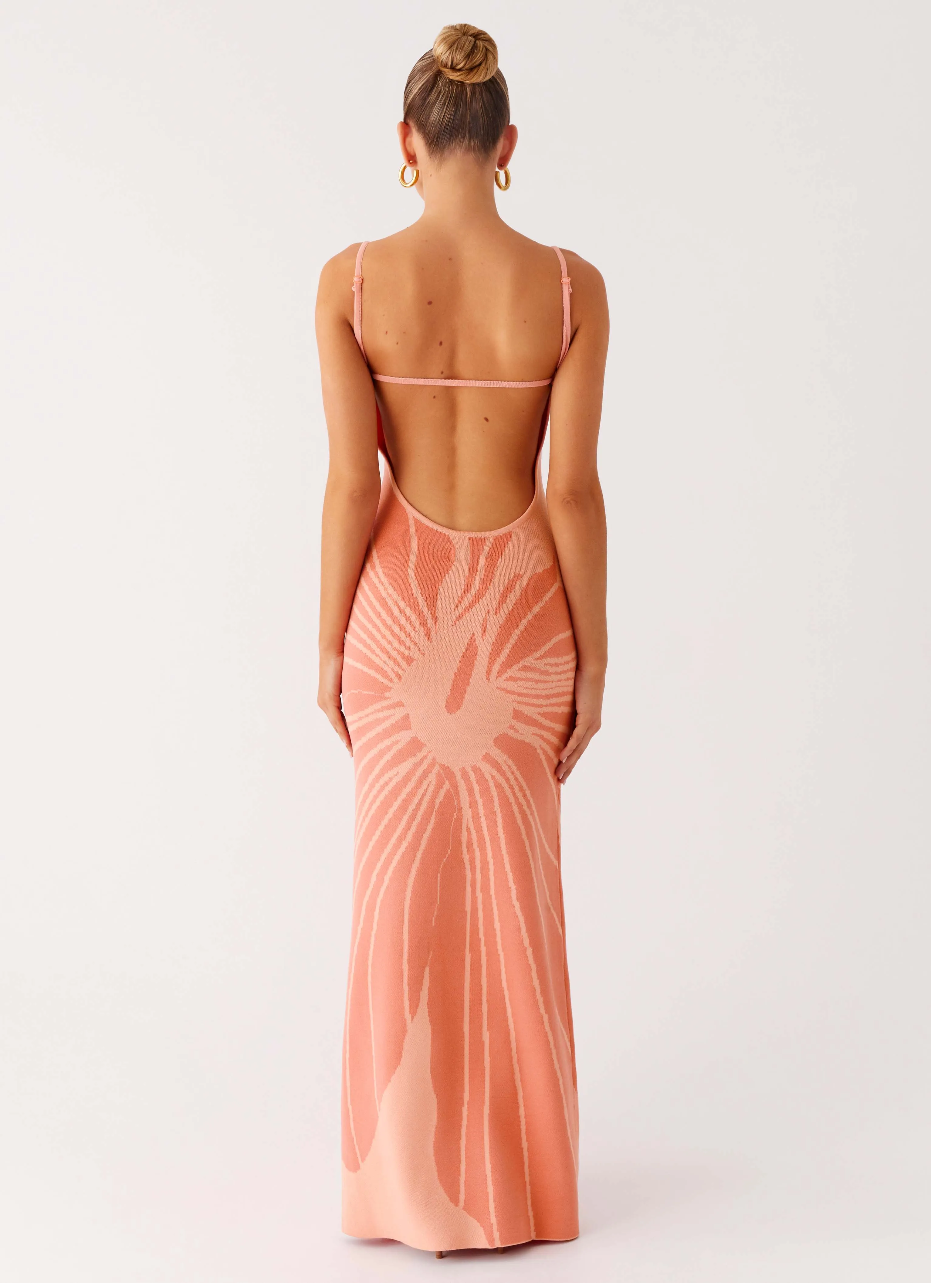 windproof Bliss View Knit Maxi Dress - Peach